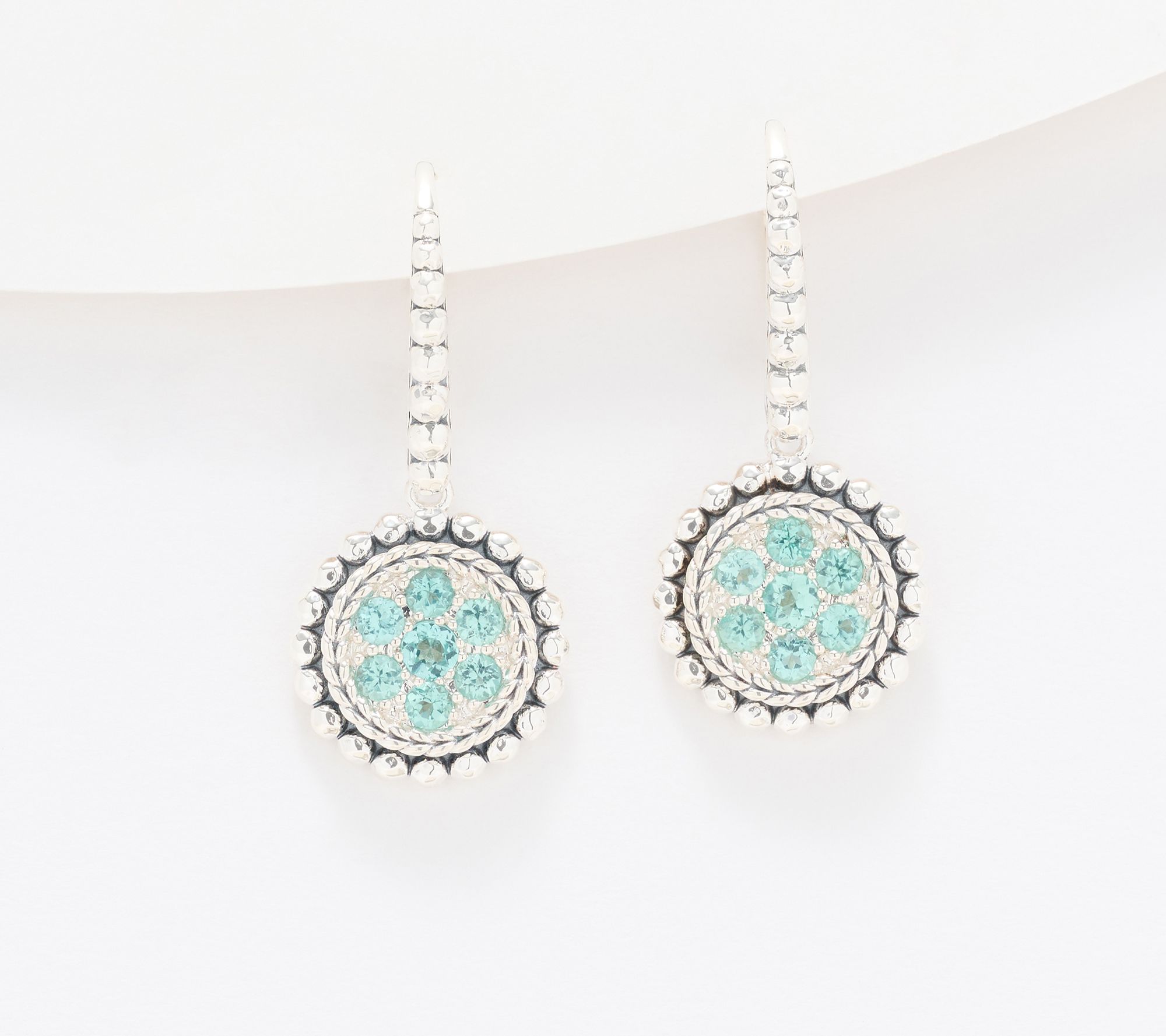 JAI Sterling Silver Exotic Gemstone Pave Earrings