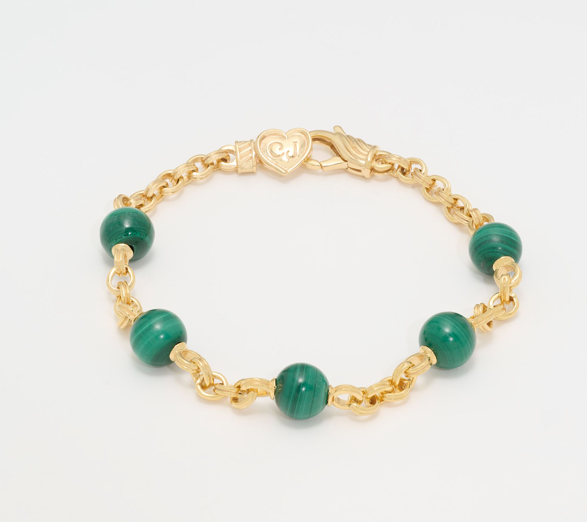 Christian James Gemstone 14K Gold Clad Bead Double Rolo Bracelet