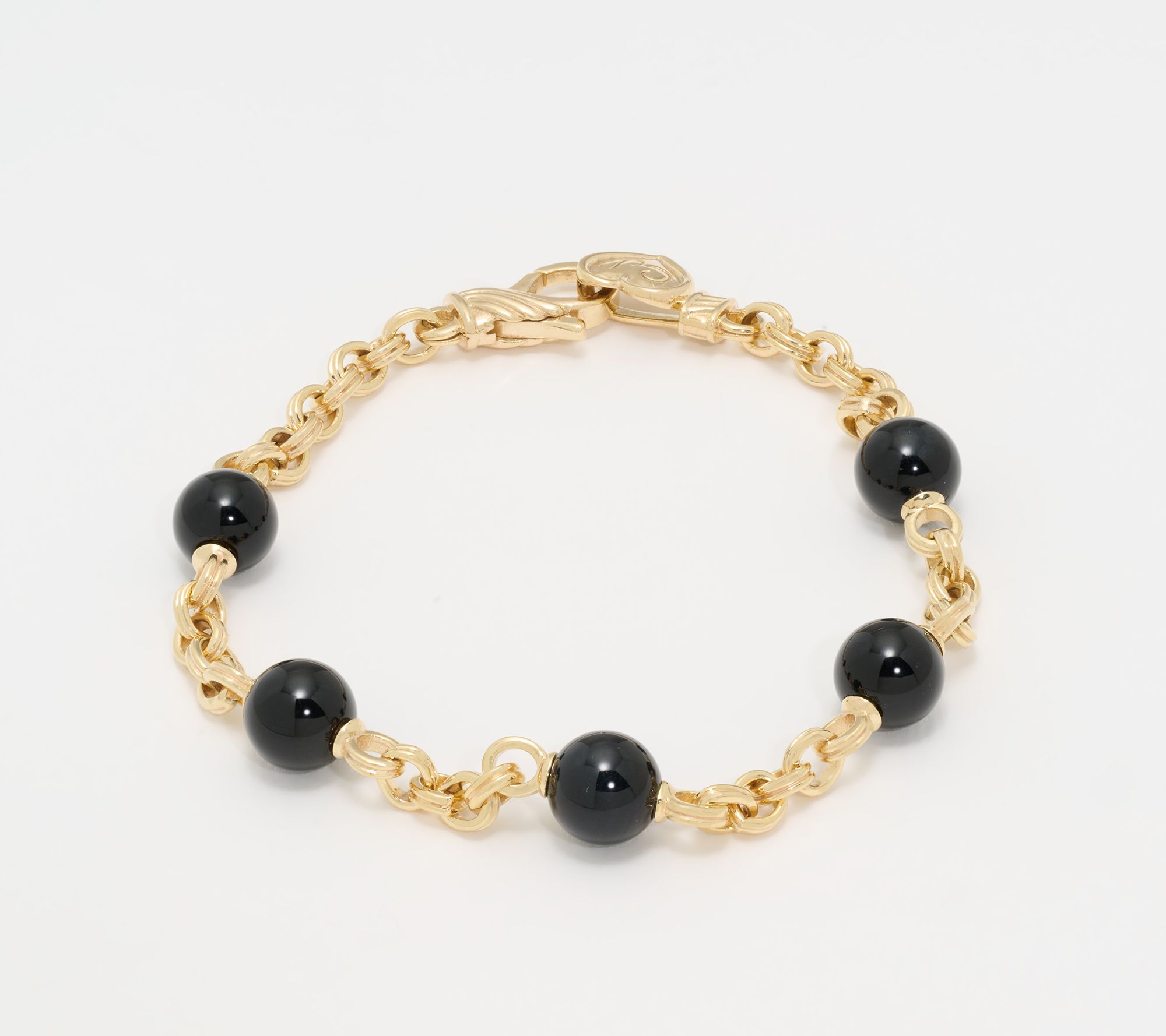 Christian James Gemstone 14K Gold Clad Bead Double Rolo Bracelet