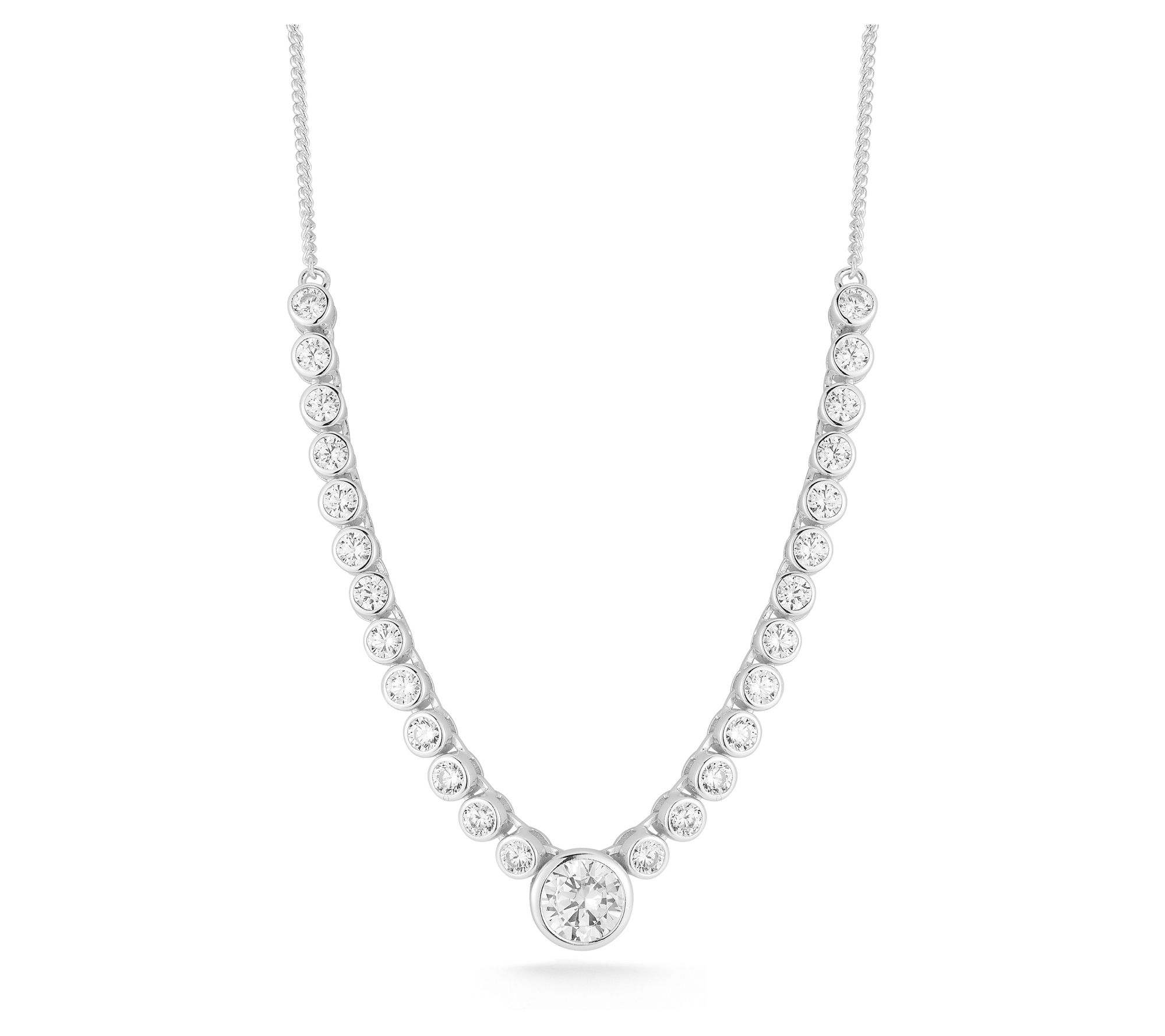 Rachel Zoe Round Cut Tennis Necklace, SterlingSilver