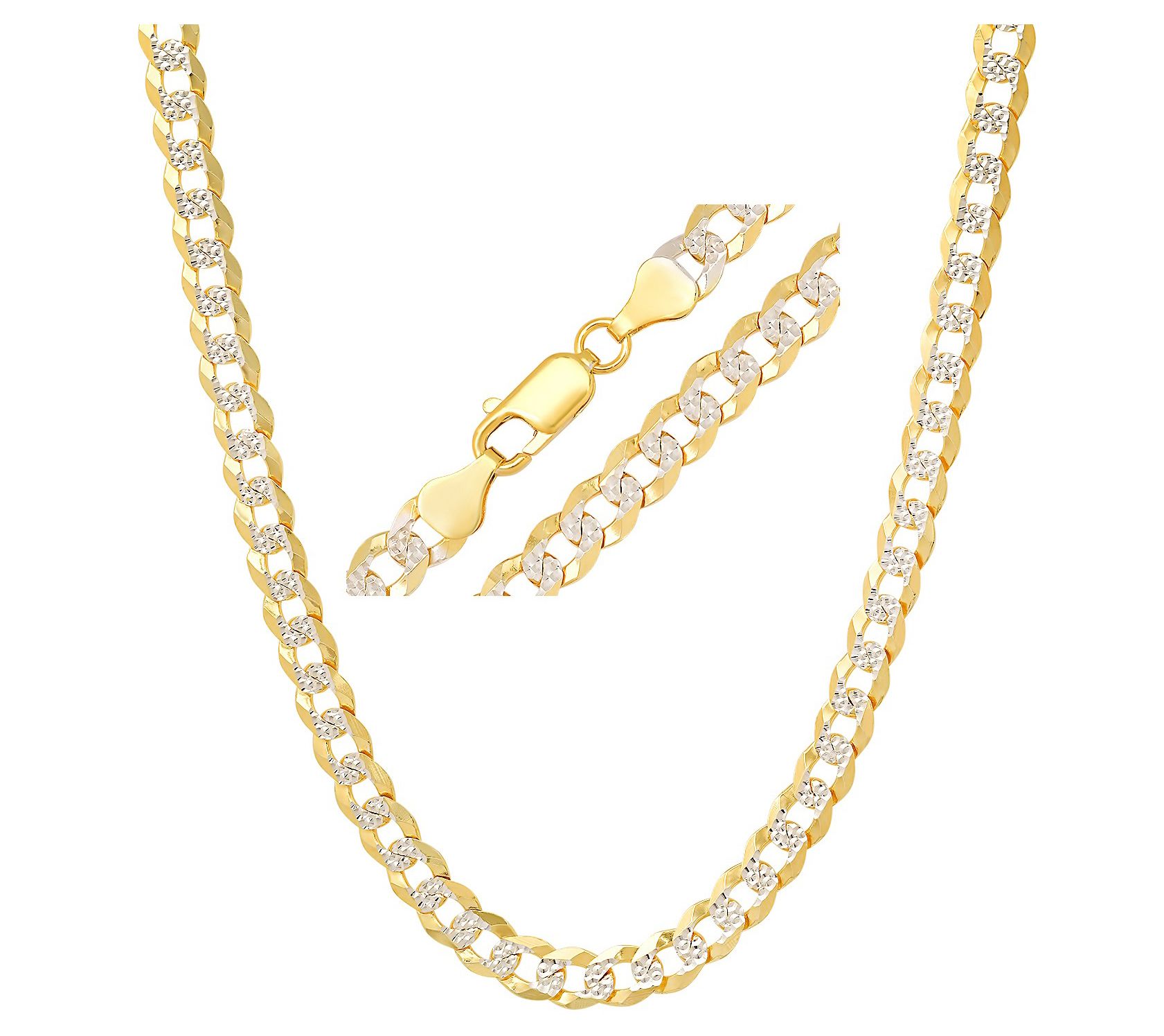 Italian Silver Men's Diamond-Cut Curb Link Chain Necklace