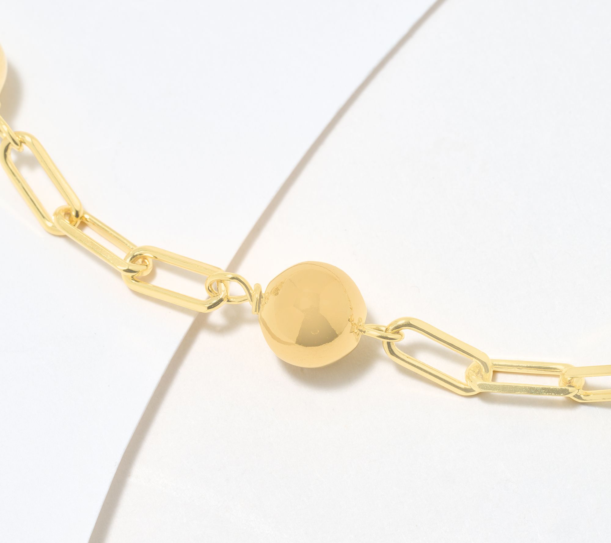 David Markstein Bronze 8mm Beaded Station 17+3" Paperclip Chain Necklace