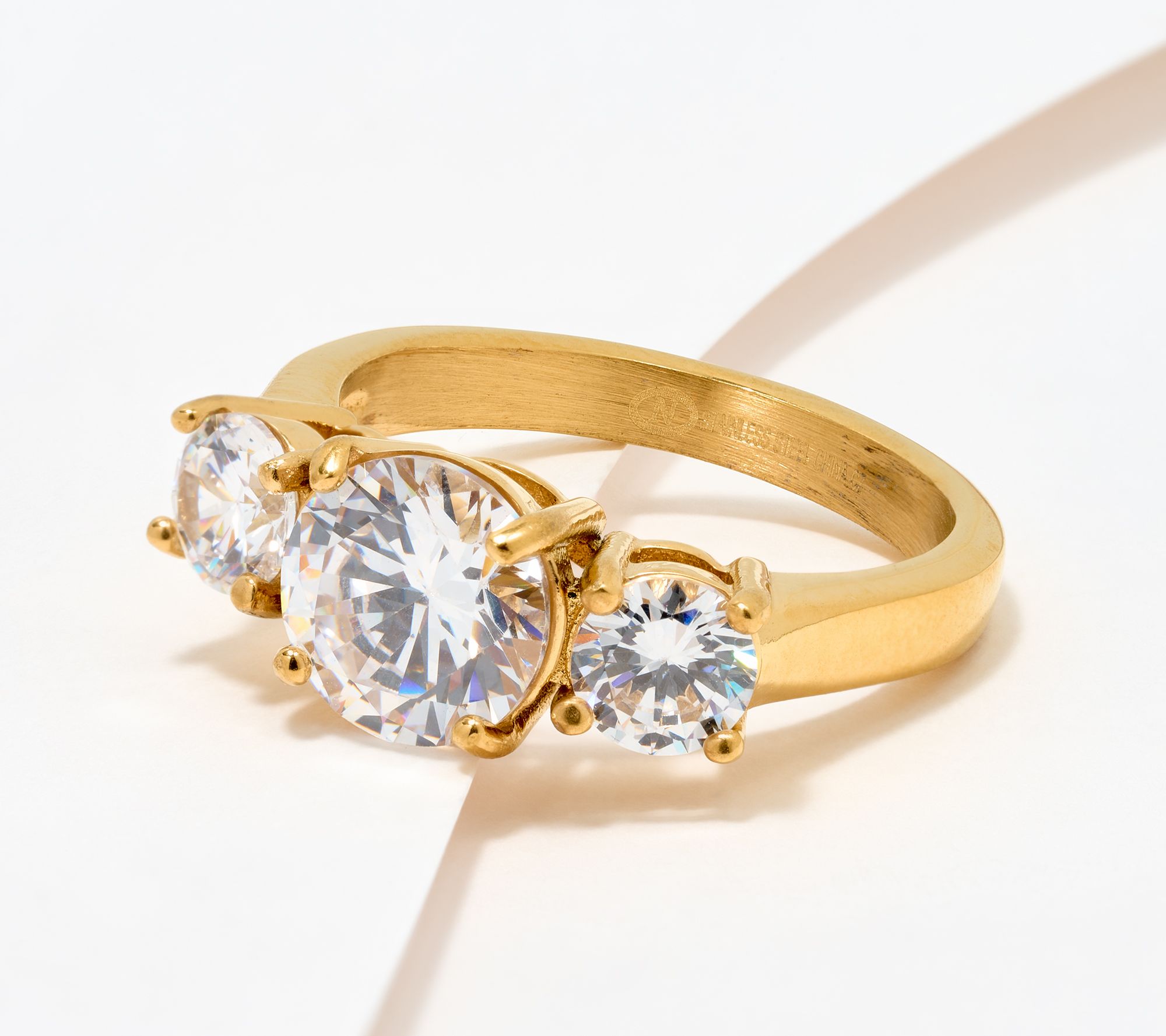  Steel by Diamonique 3 Stone Ring