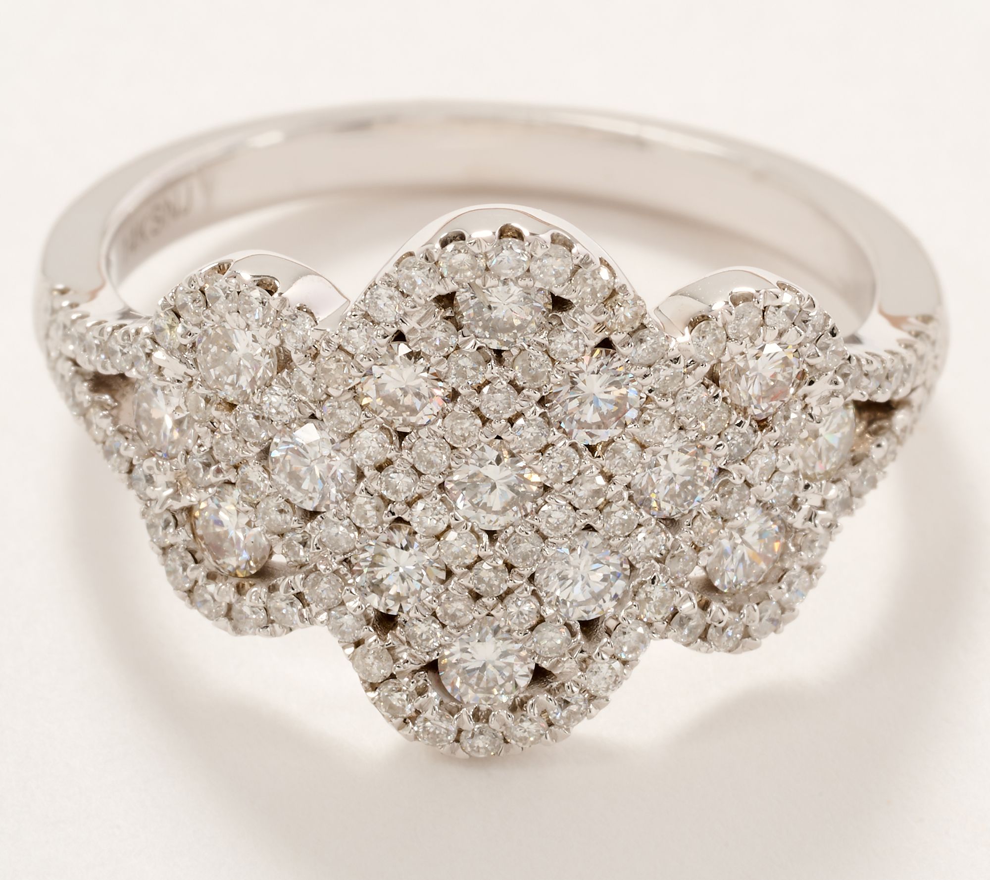 Affinity Diamonds Scalloped Trim Holiday Ring, 14K White Gold