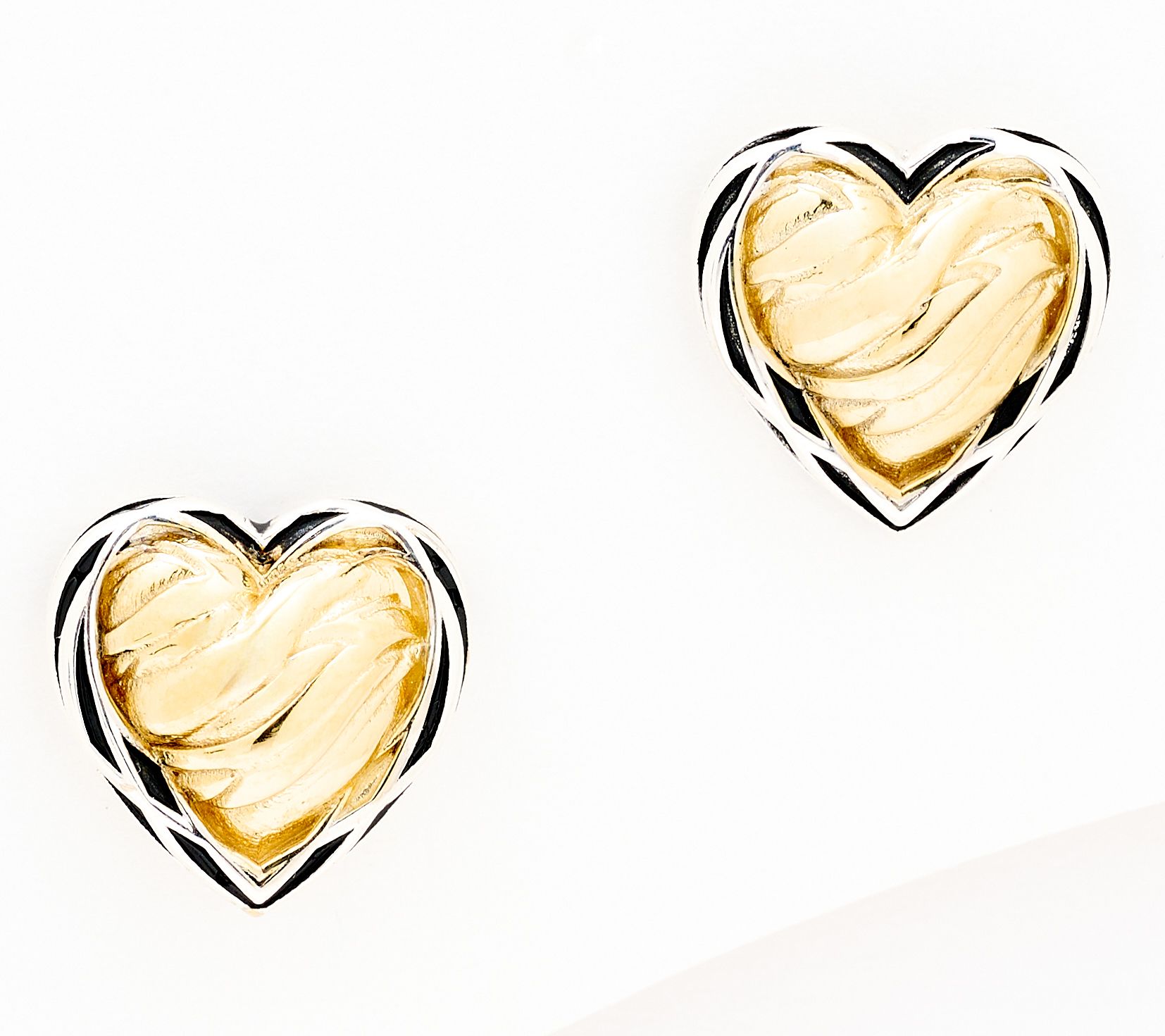 Christian James by Scott Grimes Two-tone Ripple Heart Stud Earrings