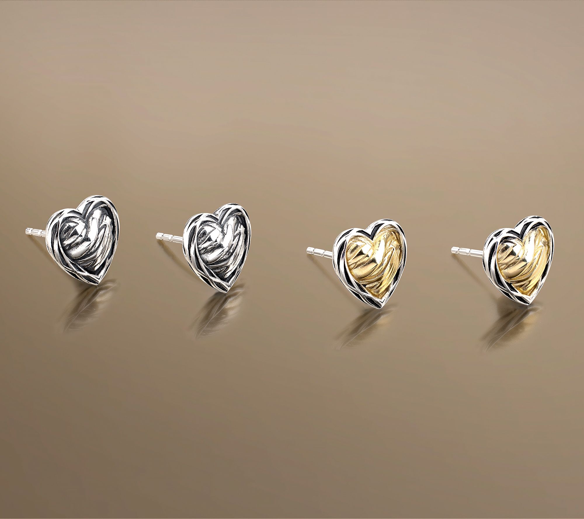 Christian James by Scott Grimes Two-tone Ripple Heart Stud