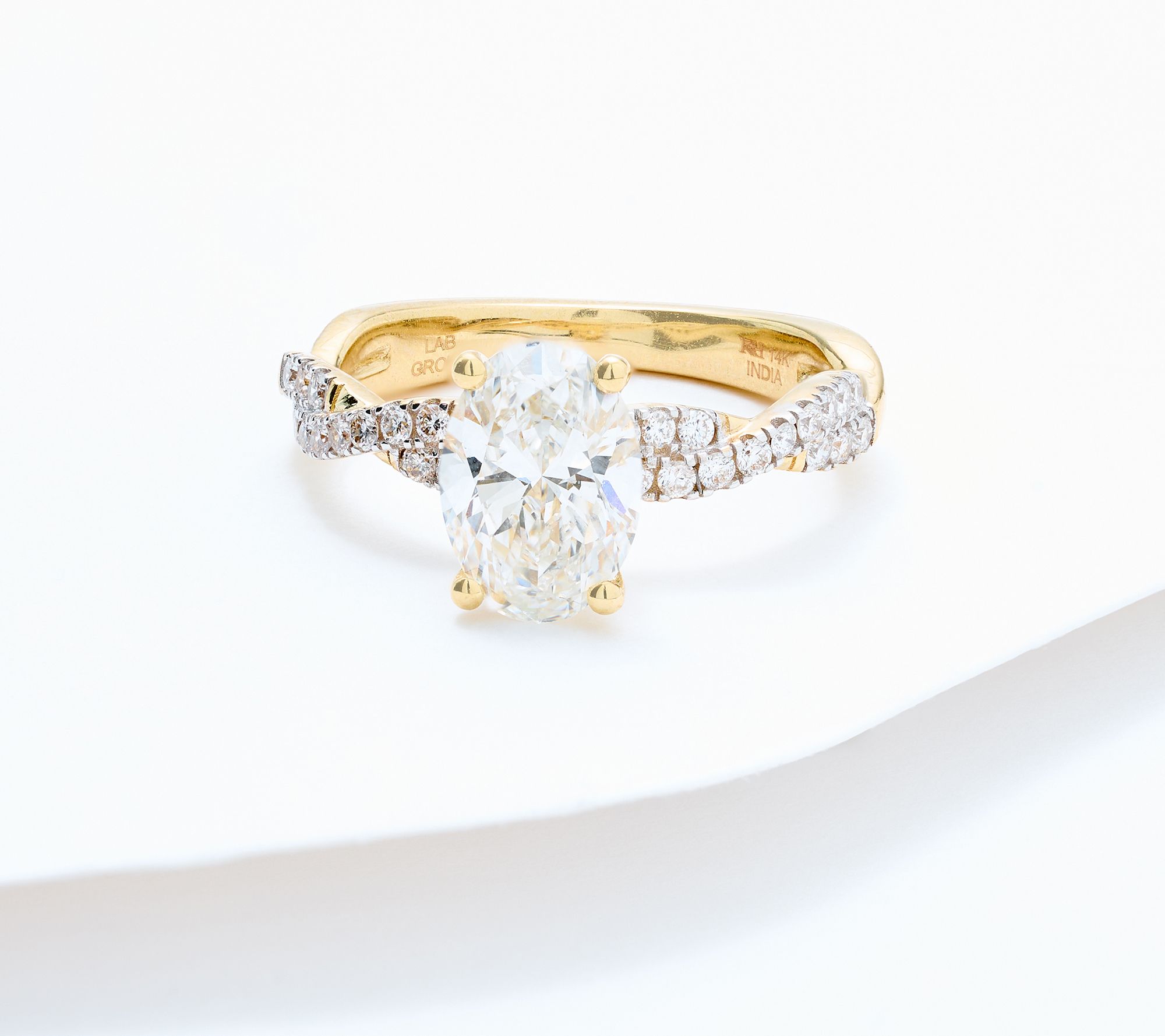 Fire Light Lab Grown Diamond 2 cttw Twisted Detail Ring, 14K