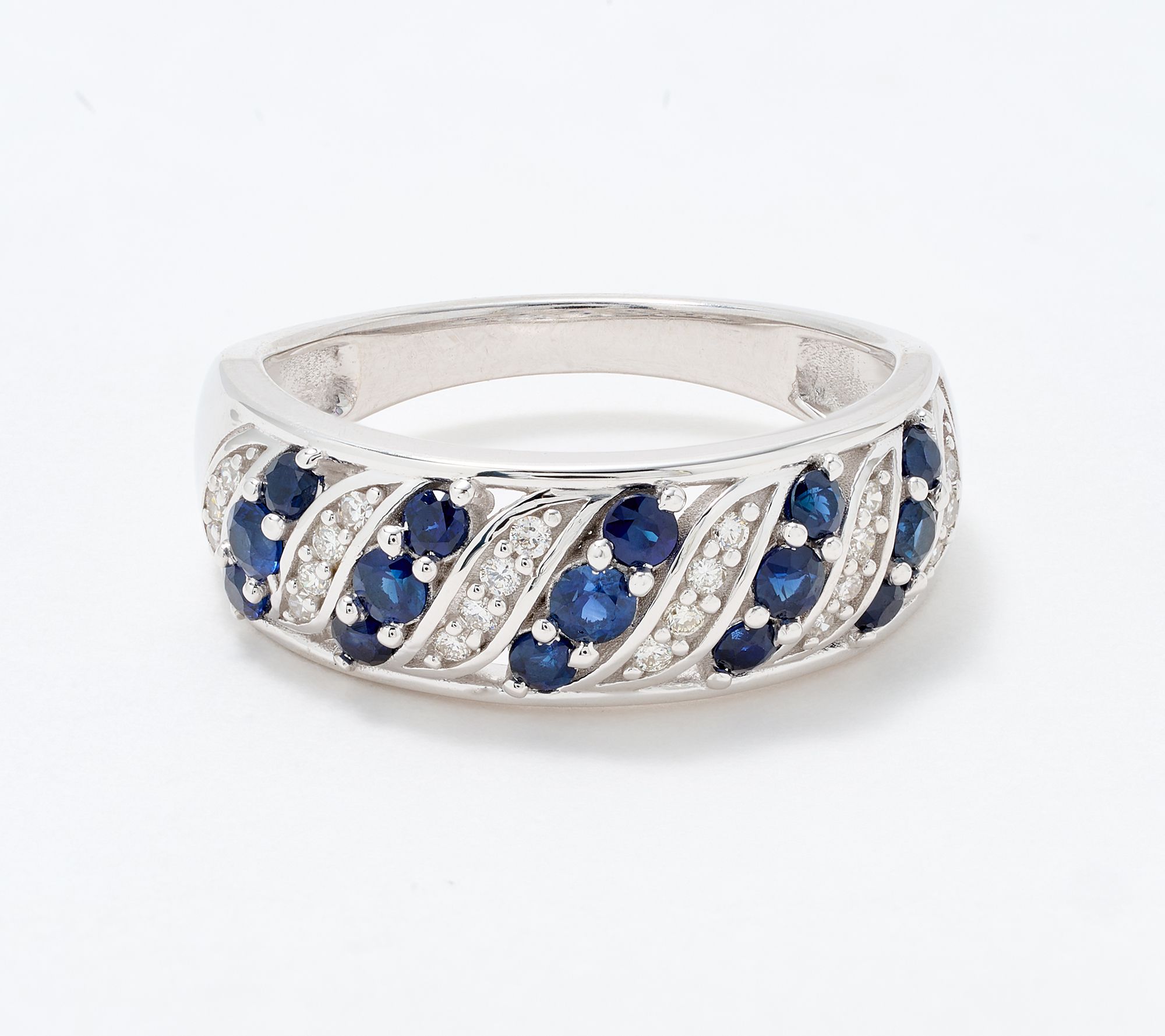 Affinity Gems Wave Detail Sapphire Stone Ring, Sterling