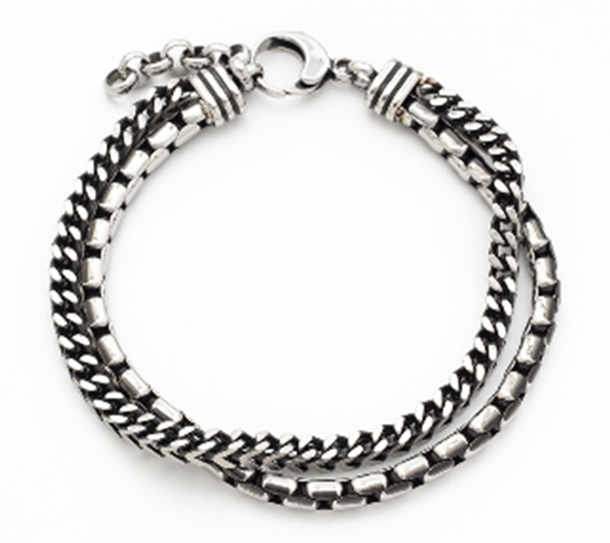 LYNX Men's Stainless Steel Layered Antique Finish Bracelet