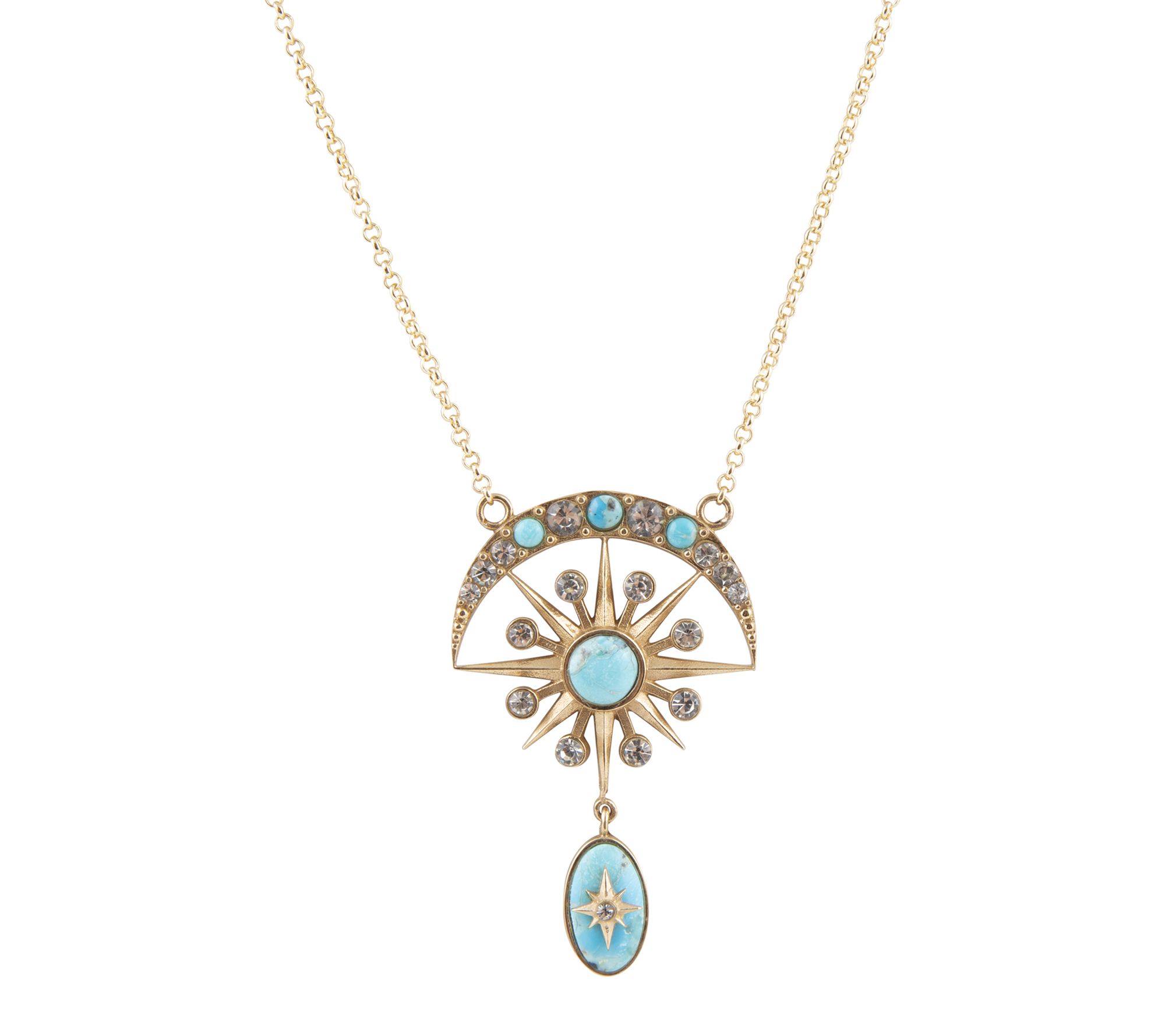 Barse Artisan Crafted Celestial Turquoise Golde n Drop Necklace