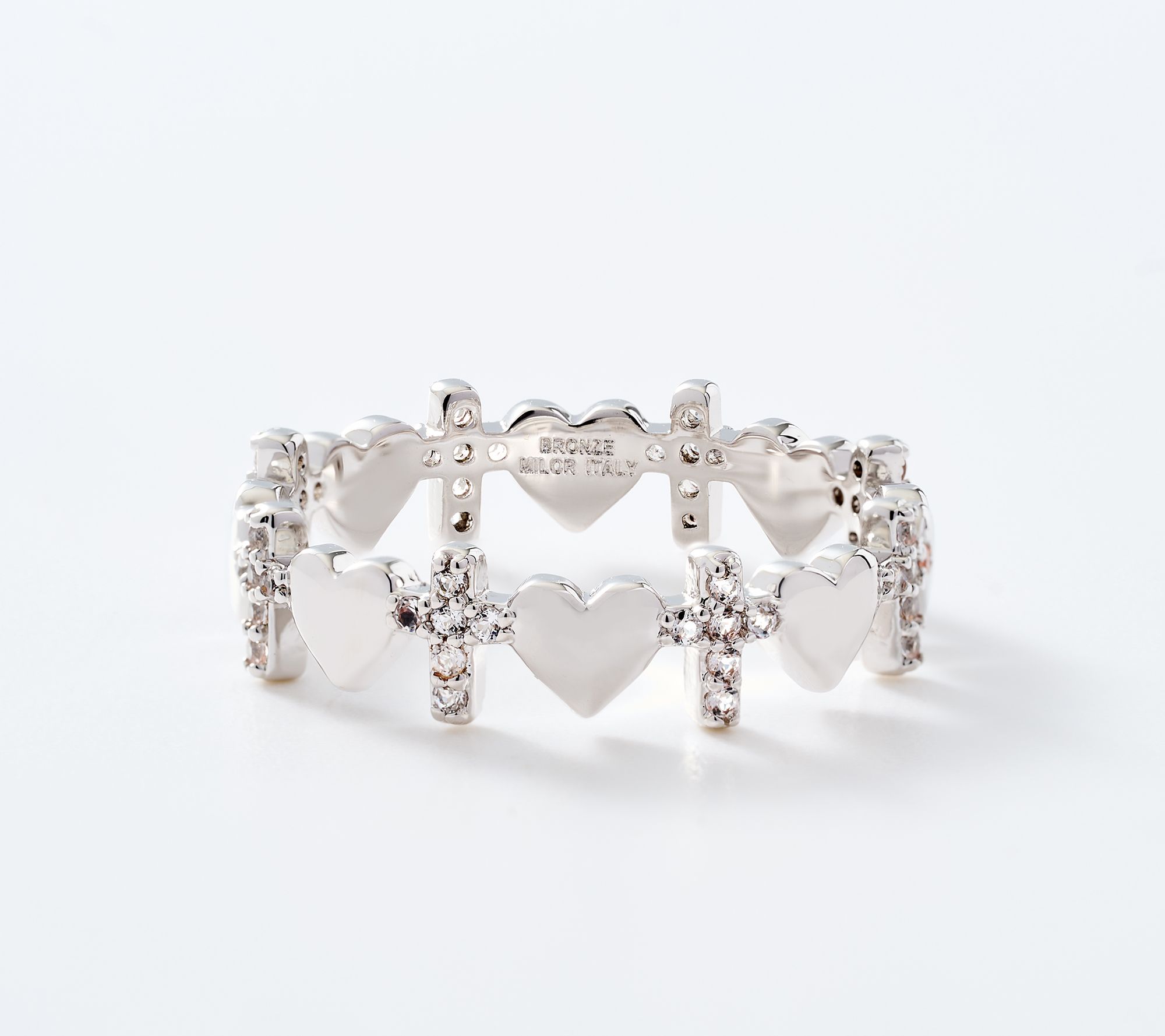 David Markstein Bronze Heart and Cross Stack Ring