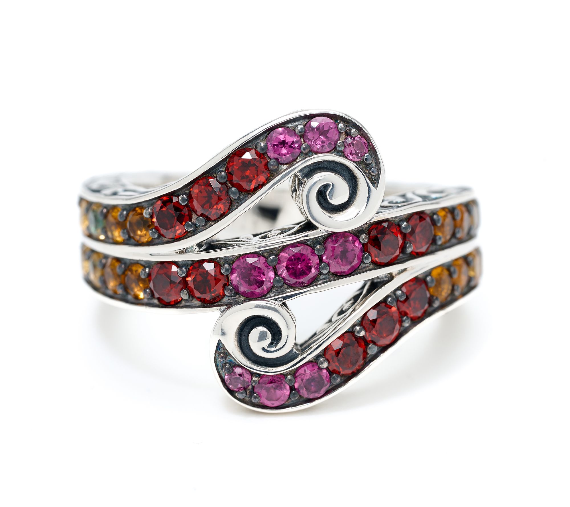 Third Person Sterling Silver Ombre Gemstone Swirl Ring