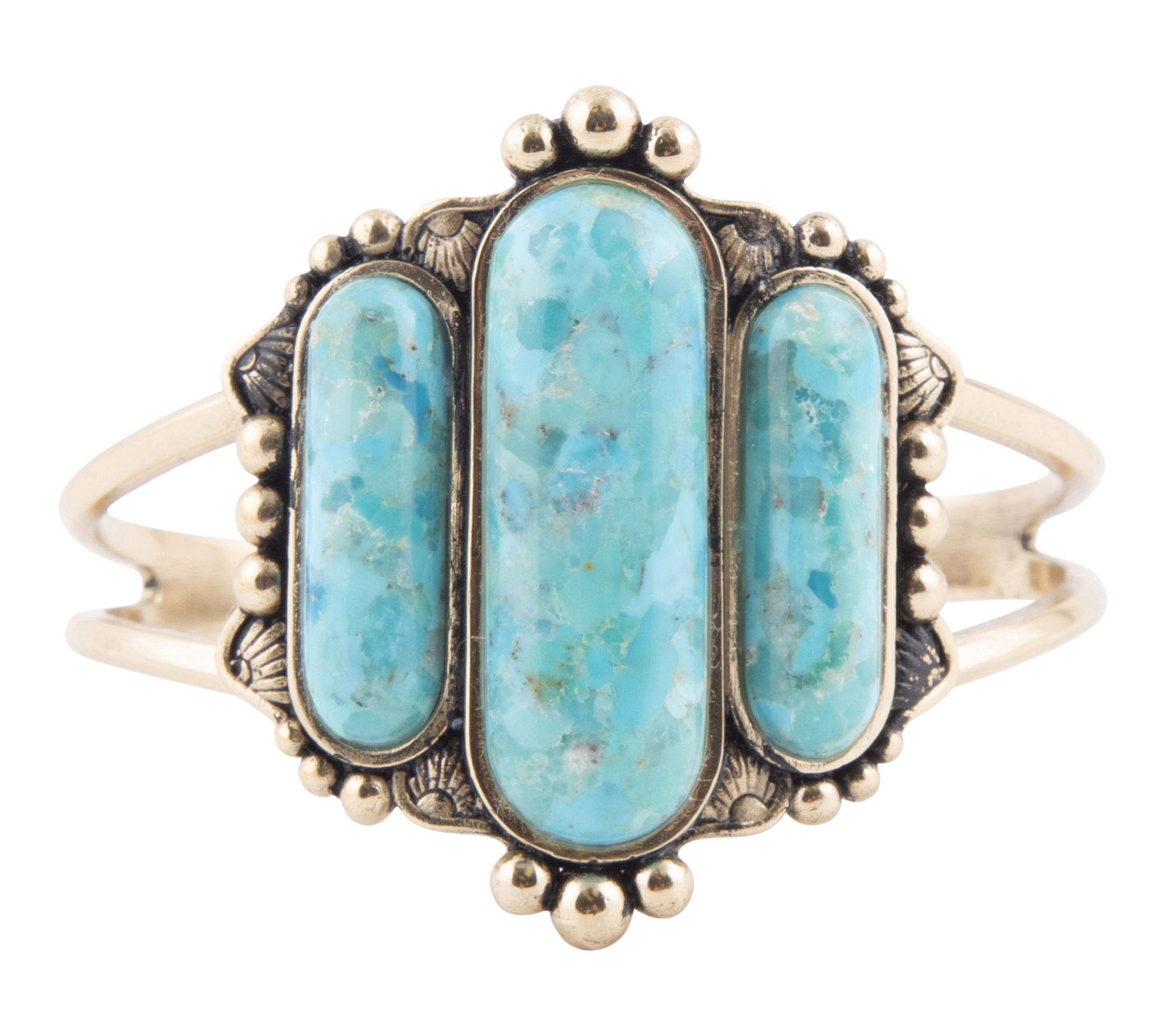 Barse Artisan Crafted Plateau Turquoise GoldenCuff Bracelet