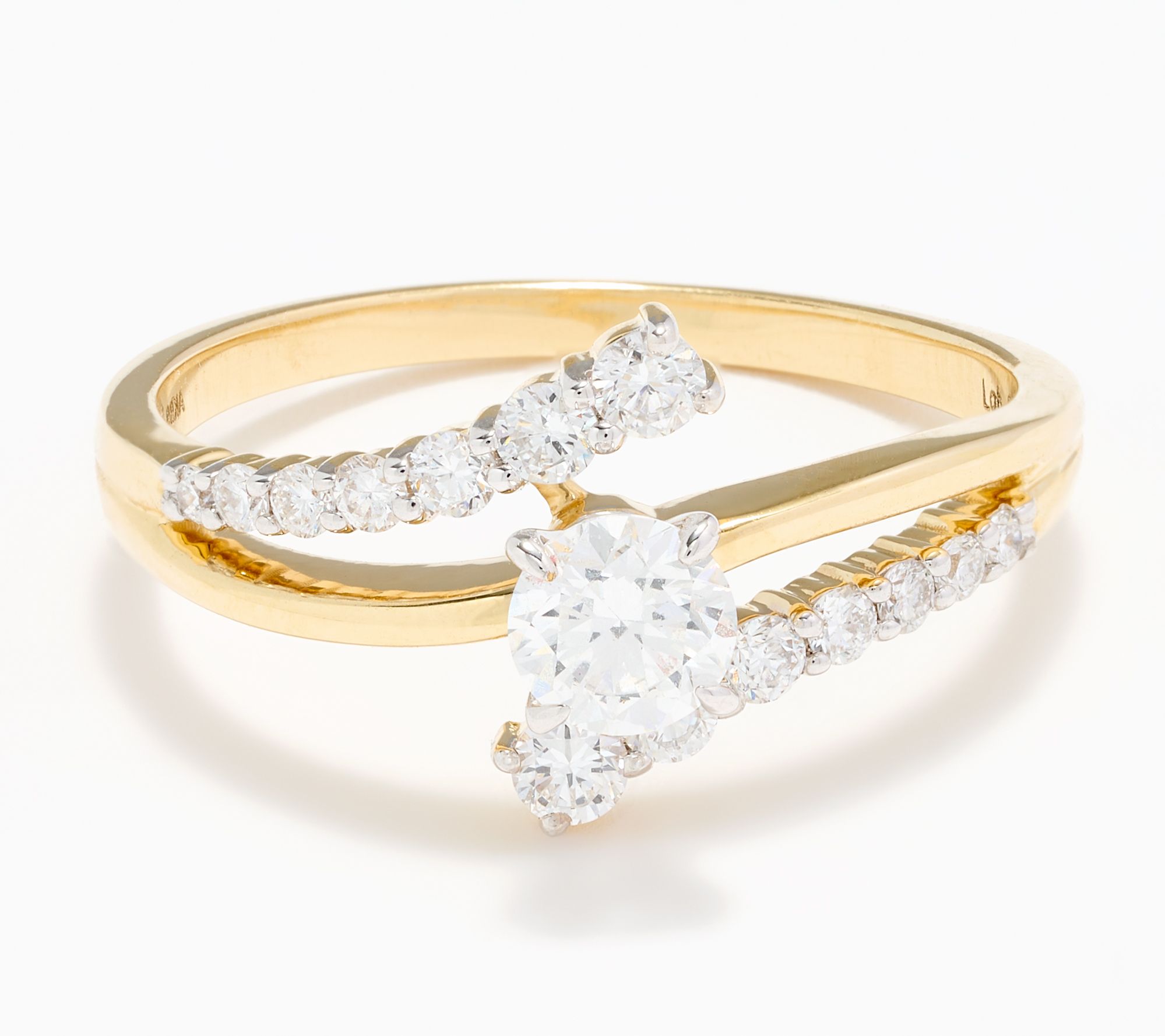 "As Is" Fire Light Lab Grown Diamond .75cttw Bypass Ring, 14K Gold