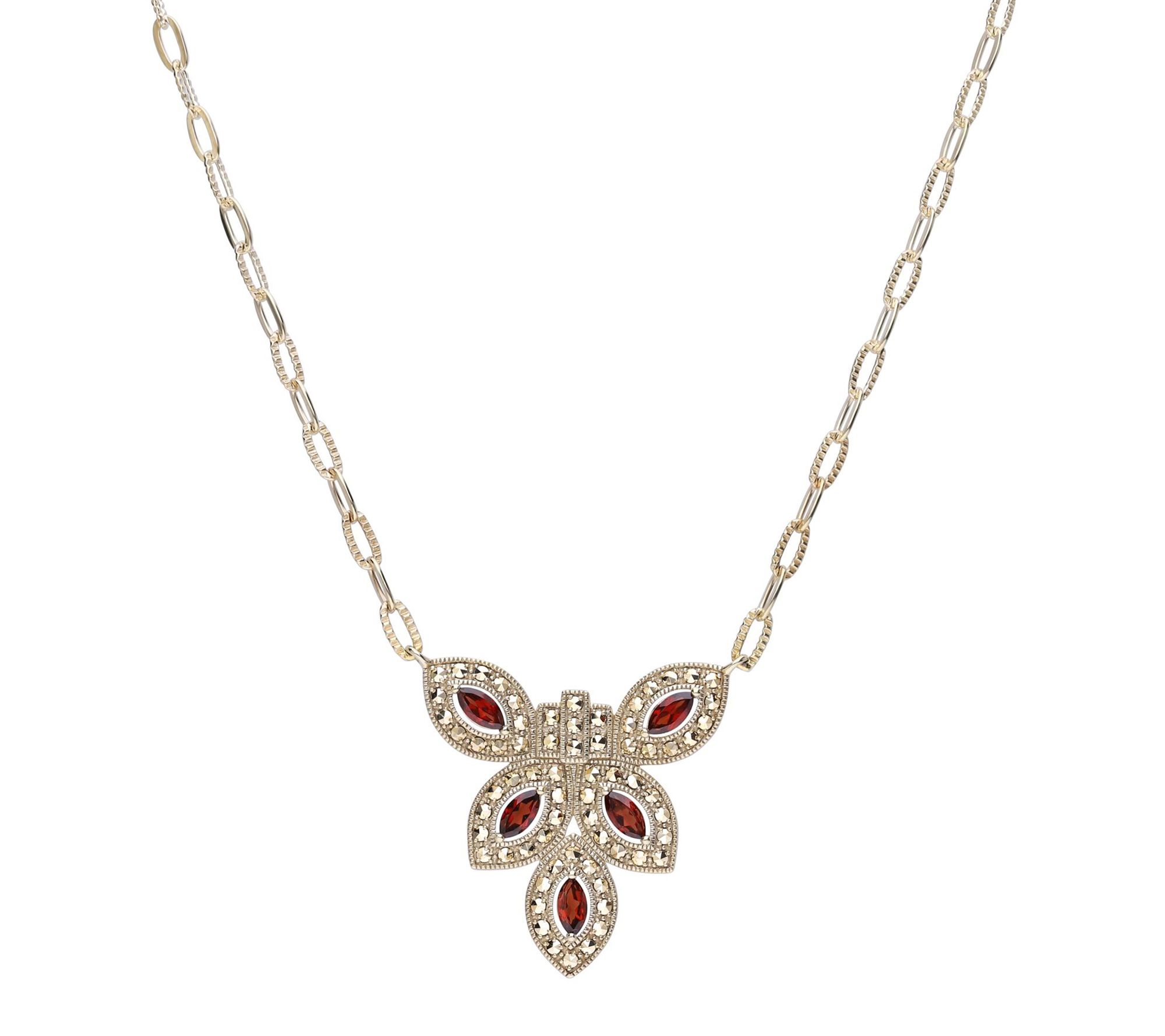Dallas Prince 14K Clad Chrome Marcasite & Garnet Necklace