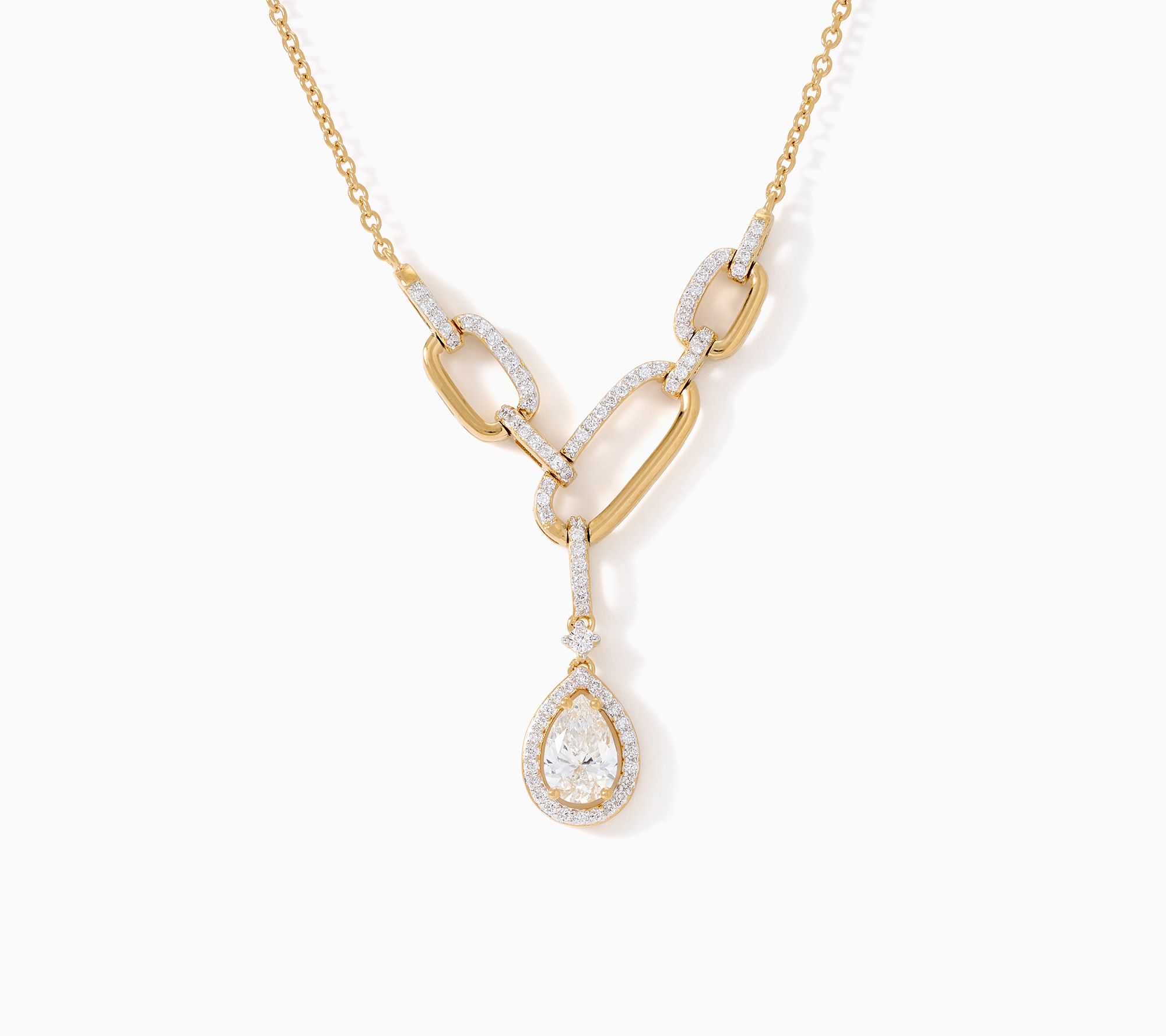 Fire Light Lab Grown Diamond 1.45 ctw Pear Chain Link Necklace, Sterl