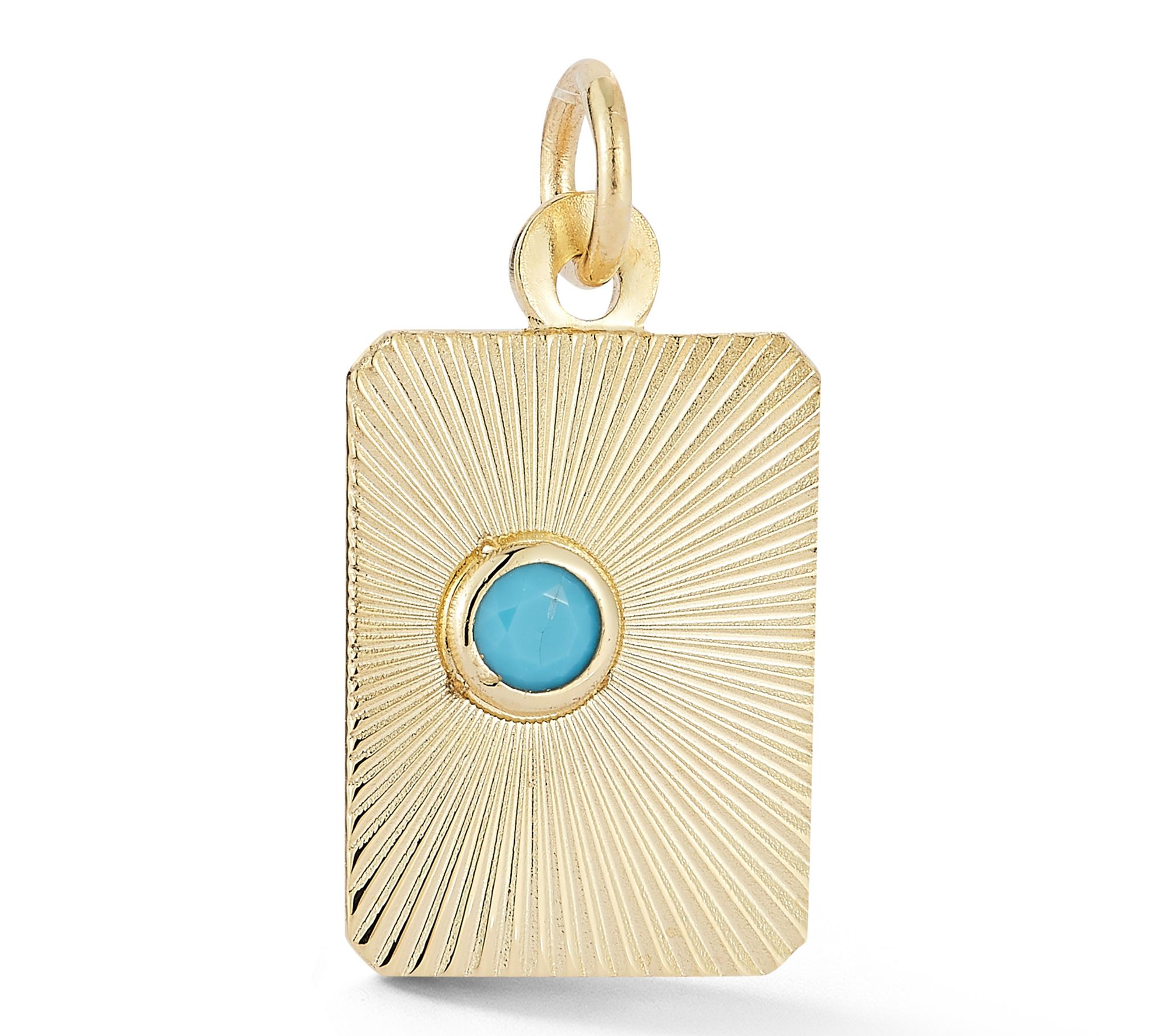 Italian Gold Turquoise Accent Tag Pendant, 14K