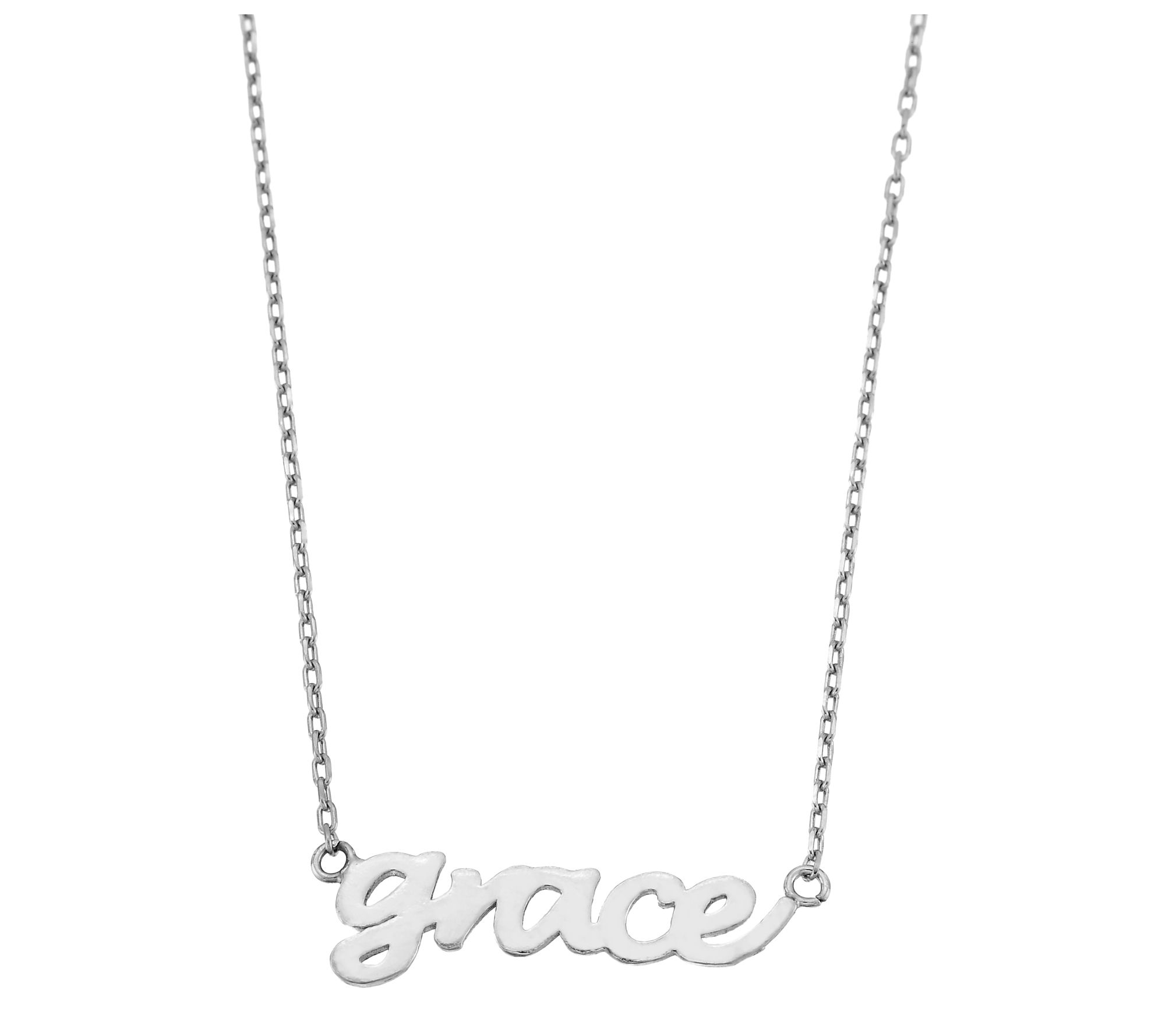Silver Style  Hand Script Grace Necklace, Sterling