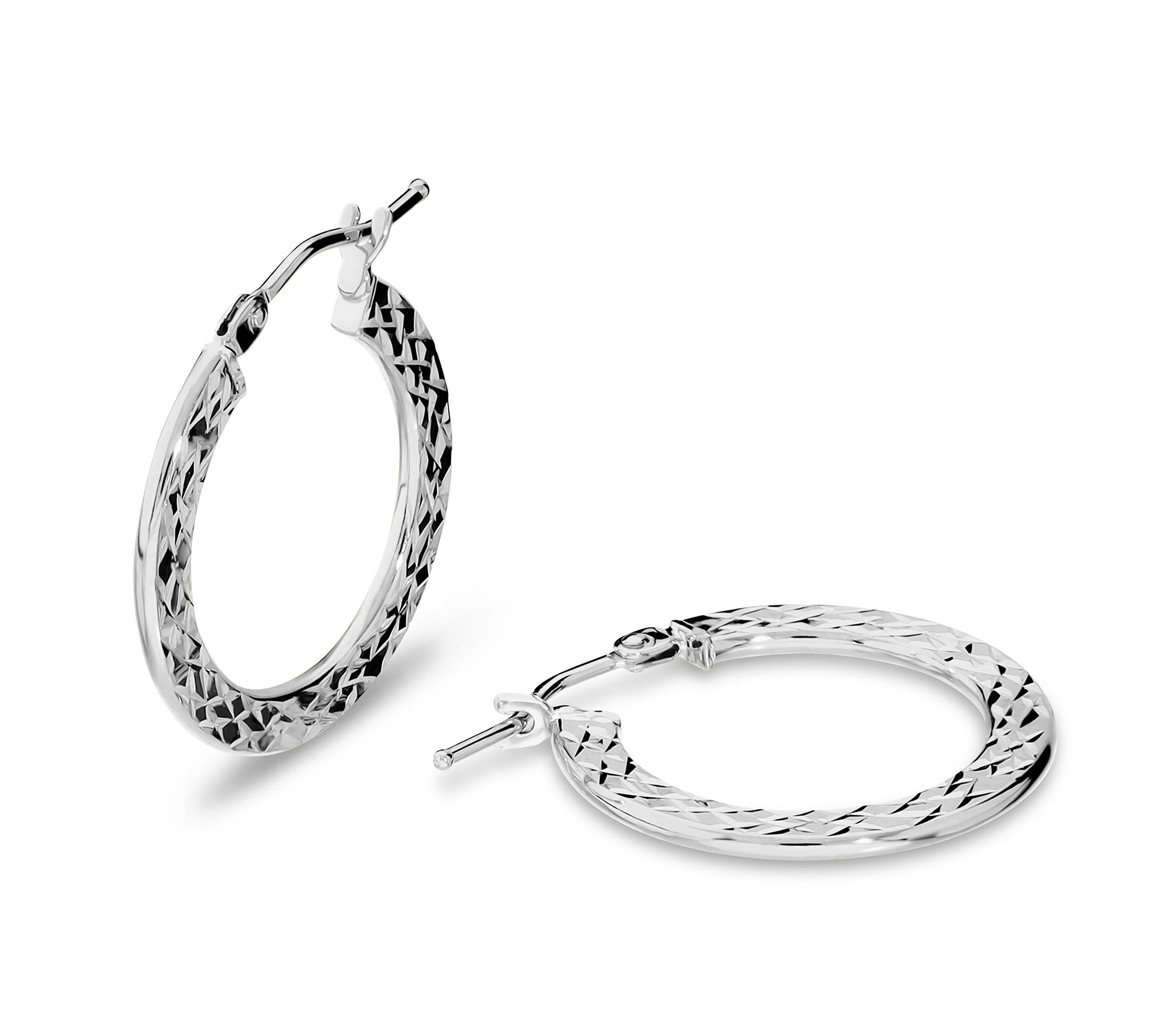 Italian Gold 3/4" Diamond Cut Round Hoop Earrings, 14K