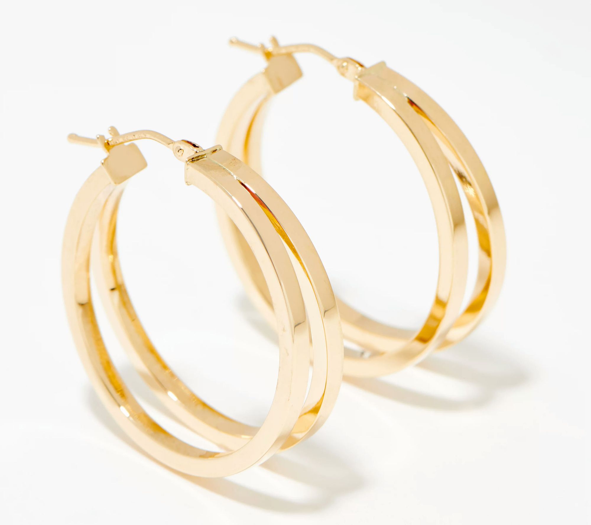 EternaGold Double Hoop 1" Earrings, 14K Gold