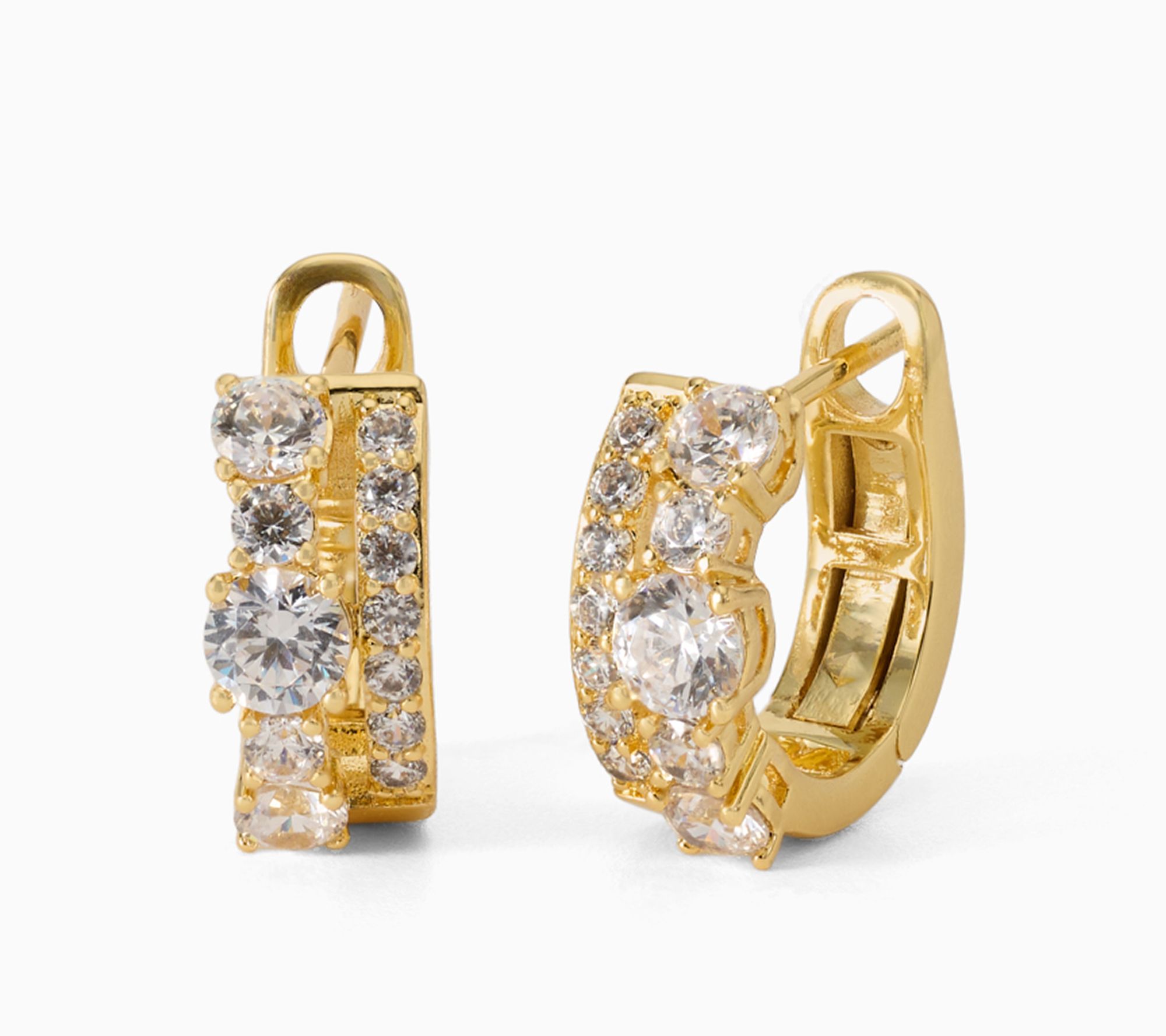 Diamonique x Kathy Levine Tres Chic Double Row Hoops, Bronze