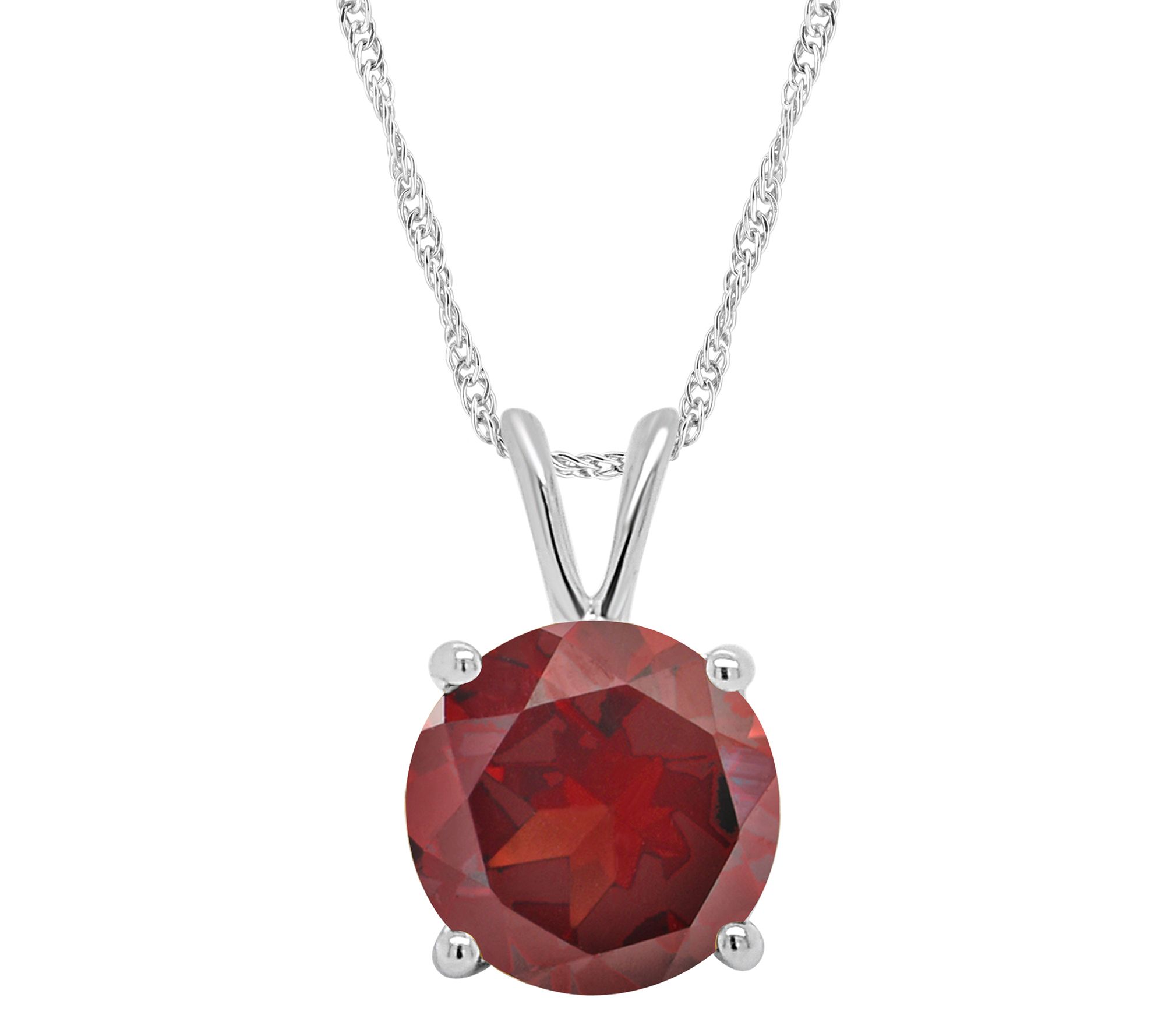 14K Gold 2.25 cttw Round Garnet Pendant with Chain