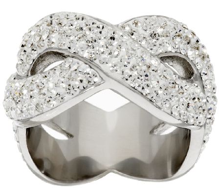 Stainless Steel Crystal Woven Design Eternity Ring - QVC.com