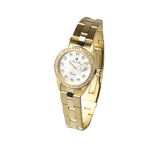 Arte d'Oro 1/2 ct tw Diamond Polished & Satin Watch, 18K Gold