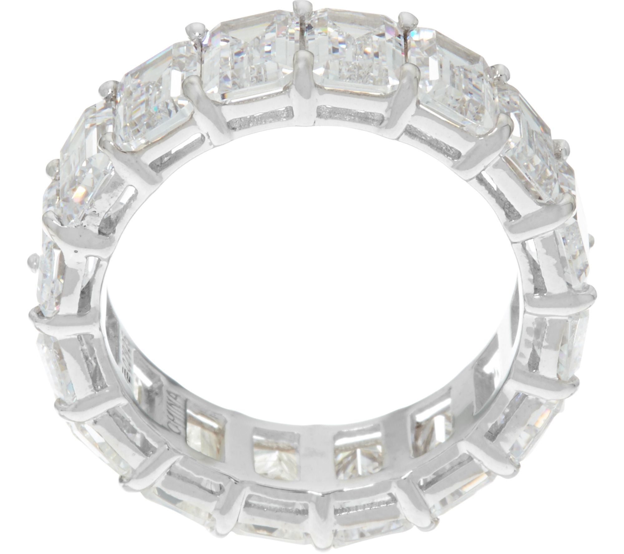 Diamonique Emerald Cut Band Ring Sterling or 14K Clad - QVC.com