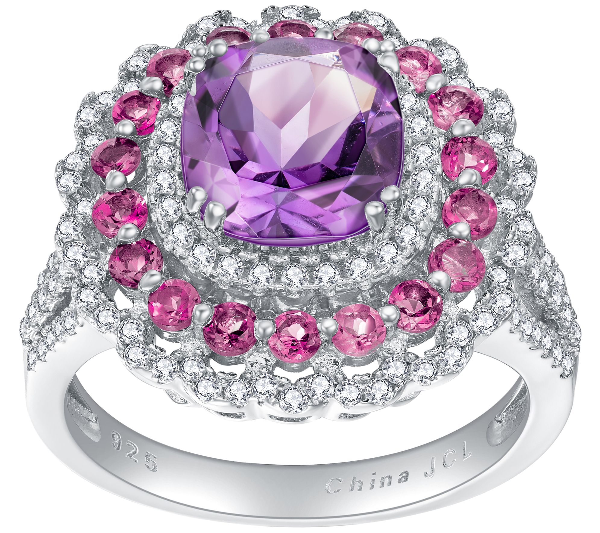 Sterling Silver 2.75 cttw Multi-Gemstone Cockta il Ring