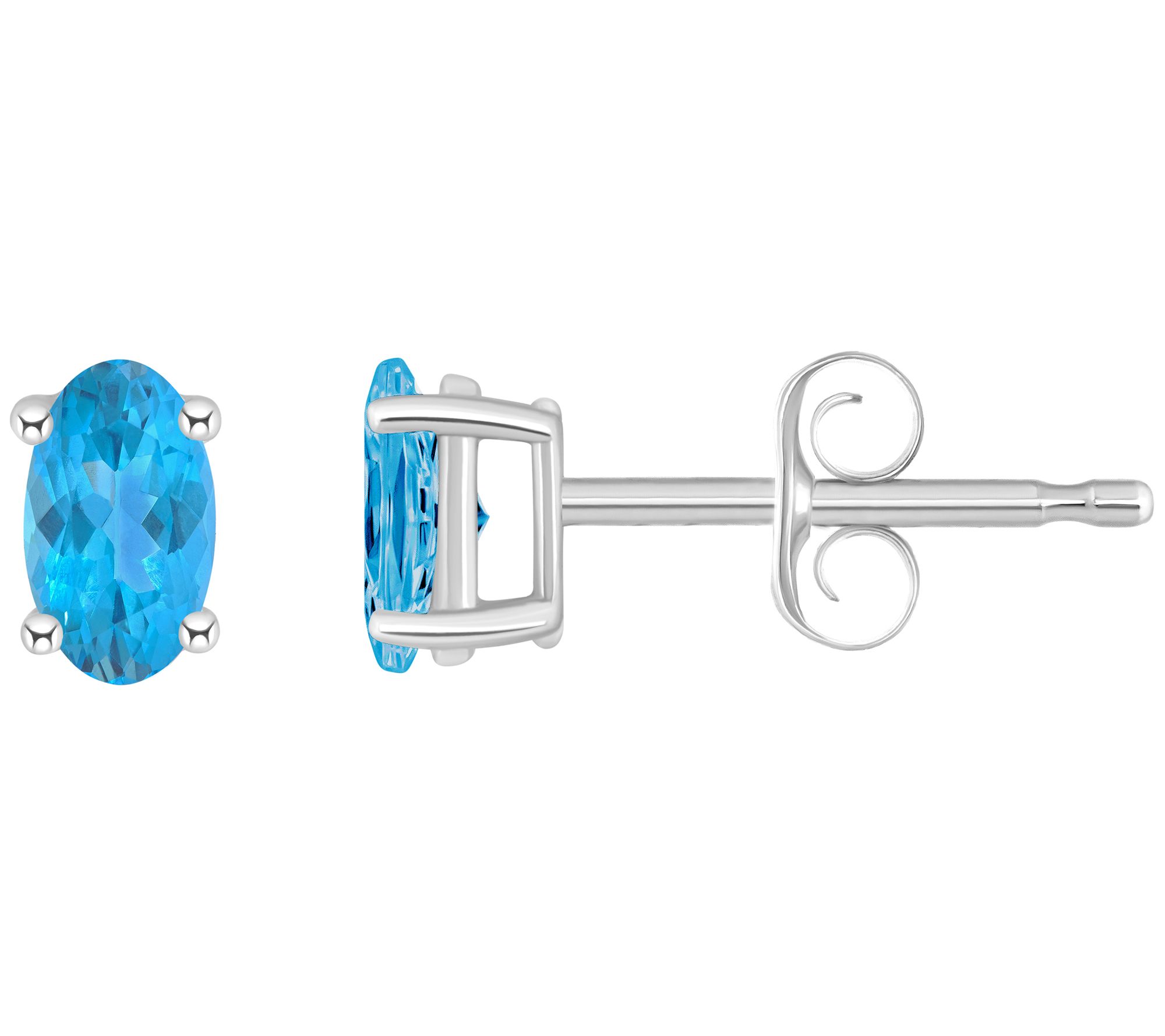 14K Oval 0.50 cttw Blue Topaz Stud Earrings