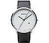 Bering Unisex White Dial Leather Strap Watch