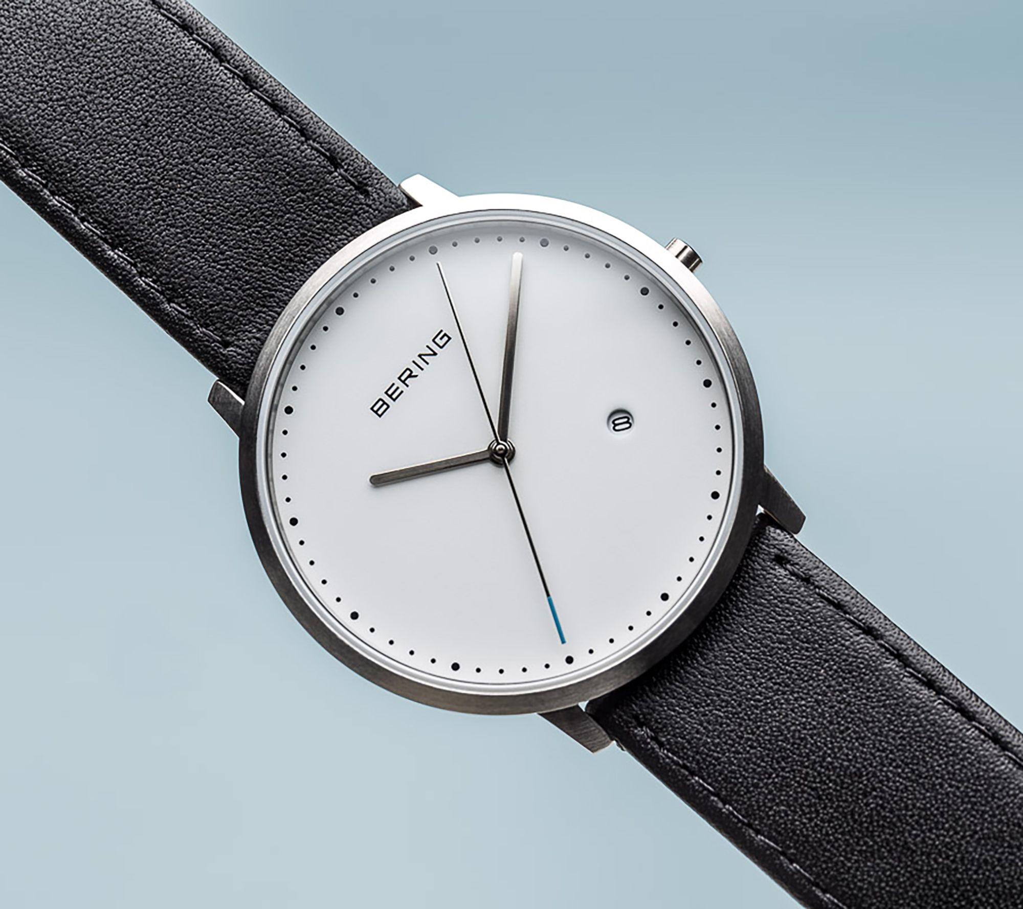 Bering Unisex White Dial Leather Strap Watch - QVC.com