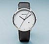 Bering Unisex White Dial Leather Strap Watch, 2 of 5