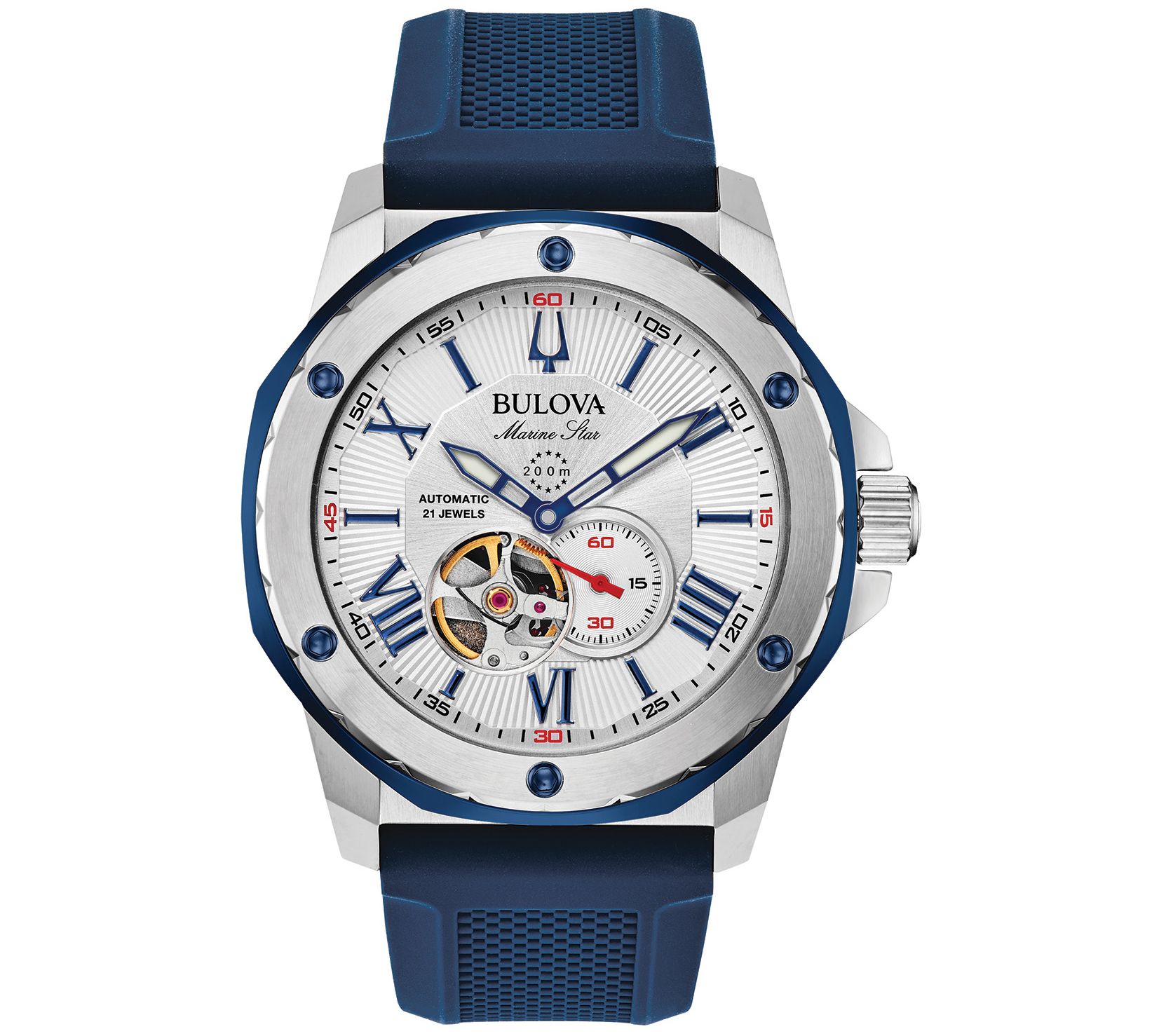 Bulova Men's Marine Star Blue Silicone Watch - QVC.com