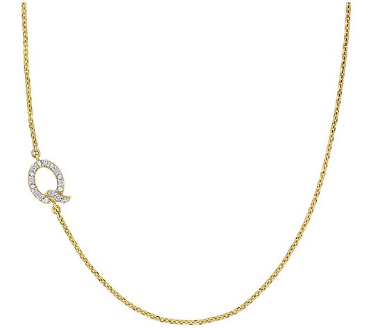 Affinity Diamond Accent Initial Necklace, 14K Gold