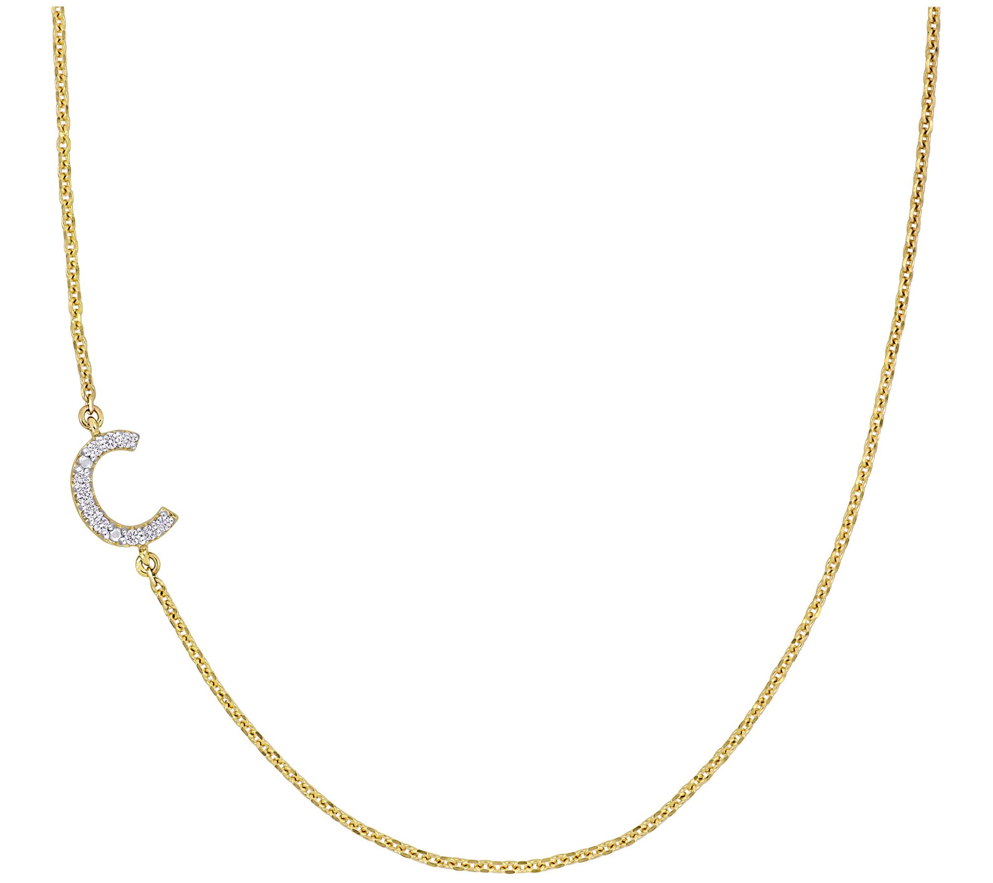 Affinity Diamond Accent Initial Necklace, 14K Gold