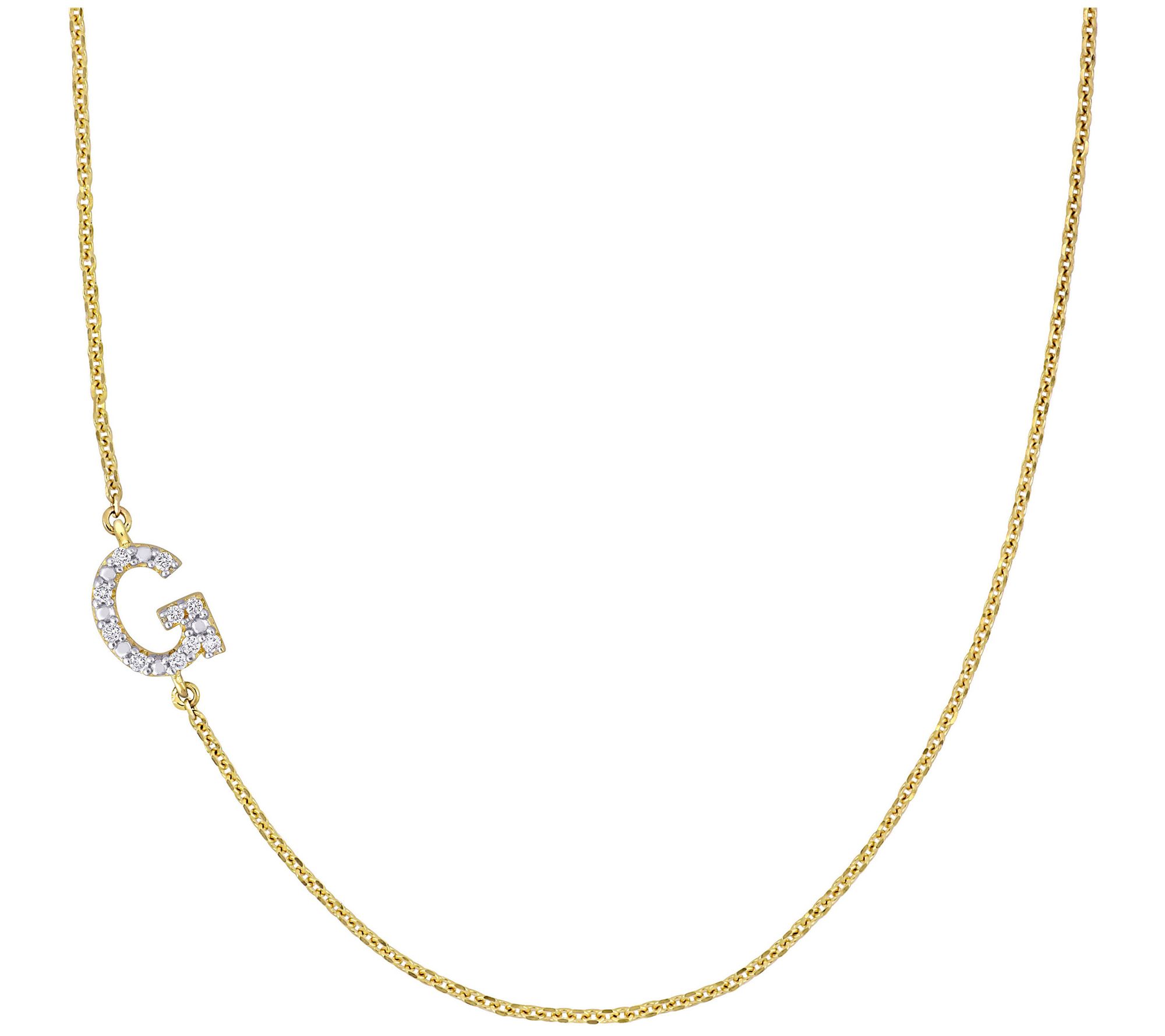 Affinity Diamond Accent Initial Necklace, 14K Gold