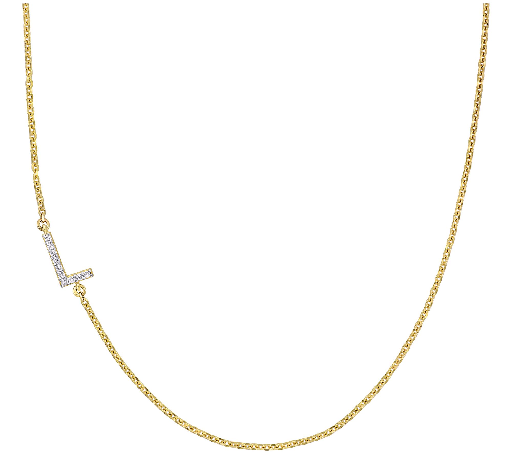 Affinity Diamond Accent Initial Necklace, 14K Gold