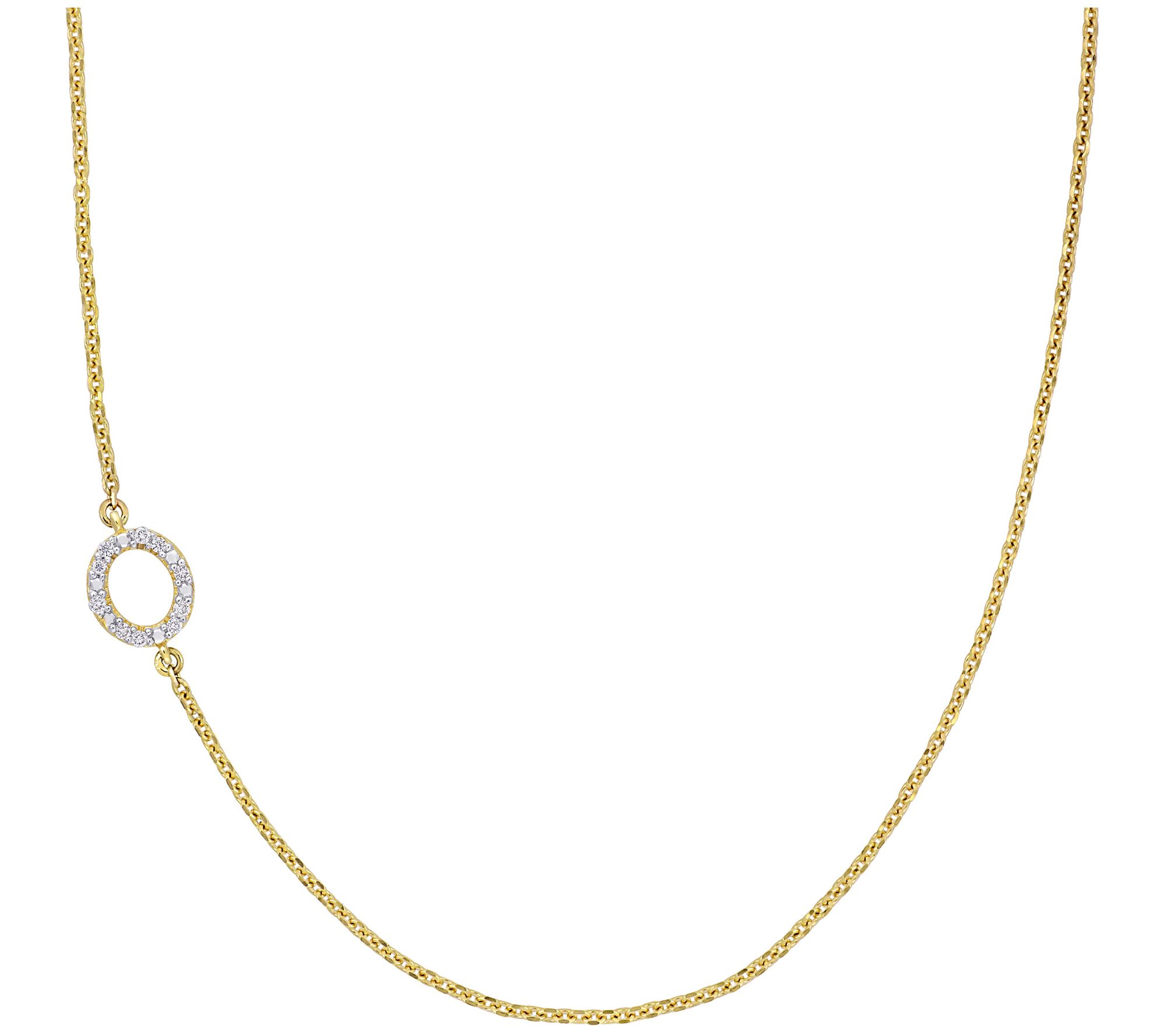 Affinity Diamond Accent Initial Necklace, 14K Gold
