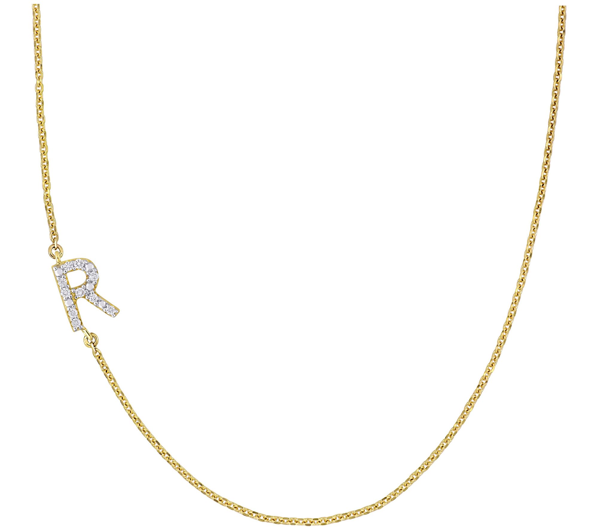 Affinity Diamond Accent Initial Necklace, 14K Gold
