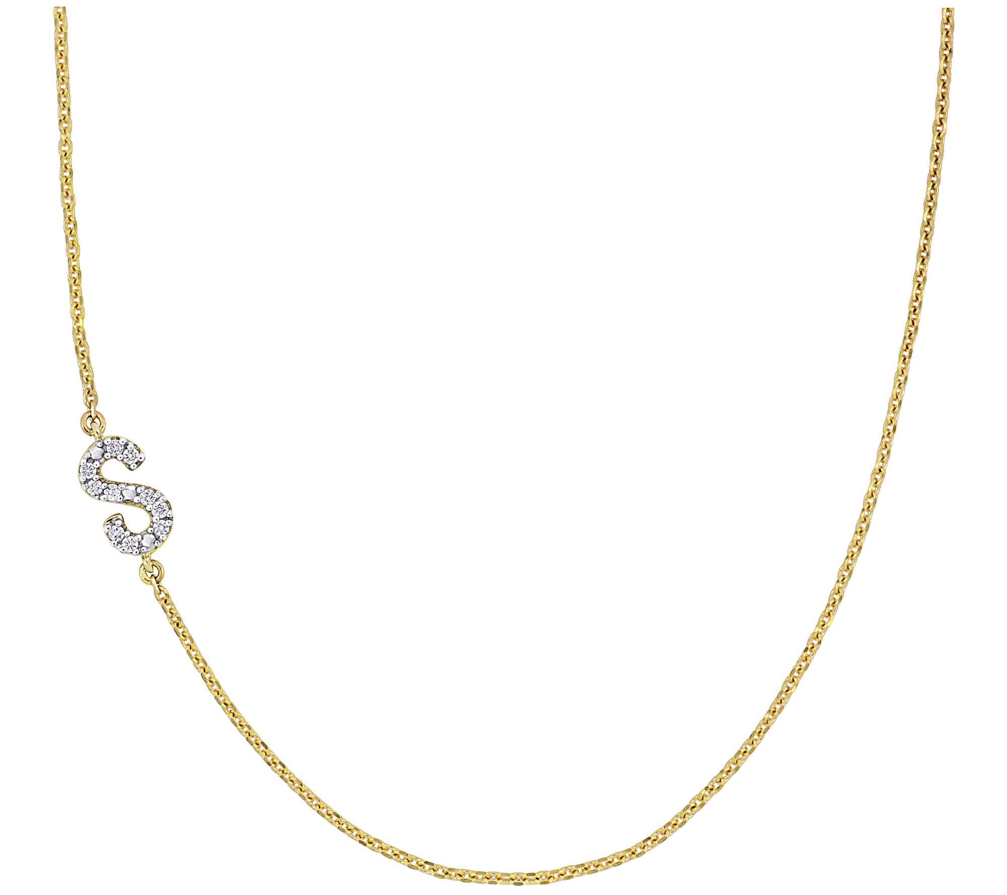 Affinity Diamond Accent Initial Necklace, 14K Gold