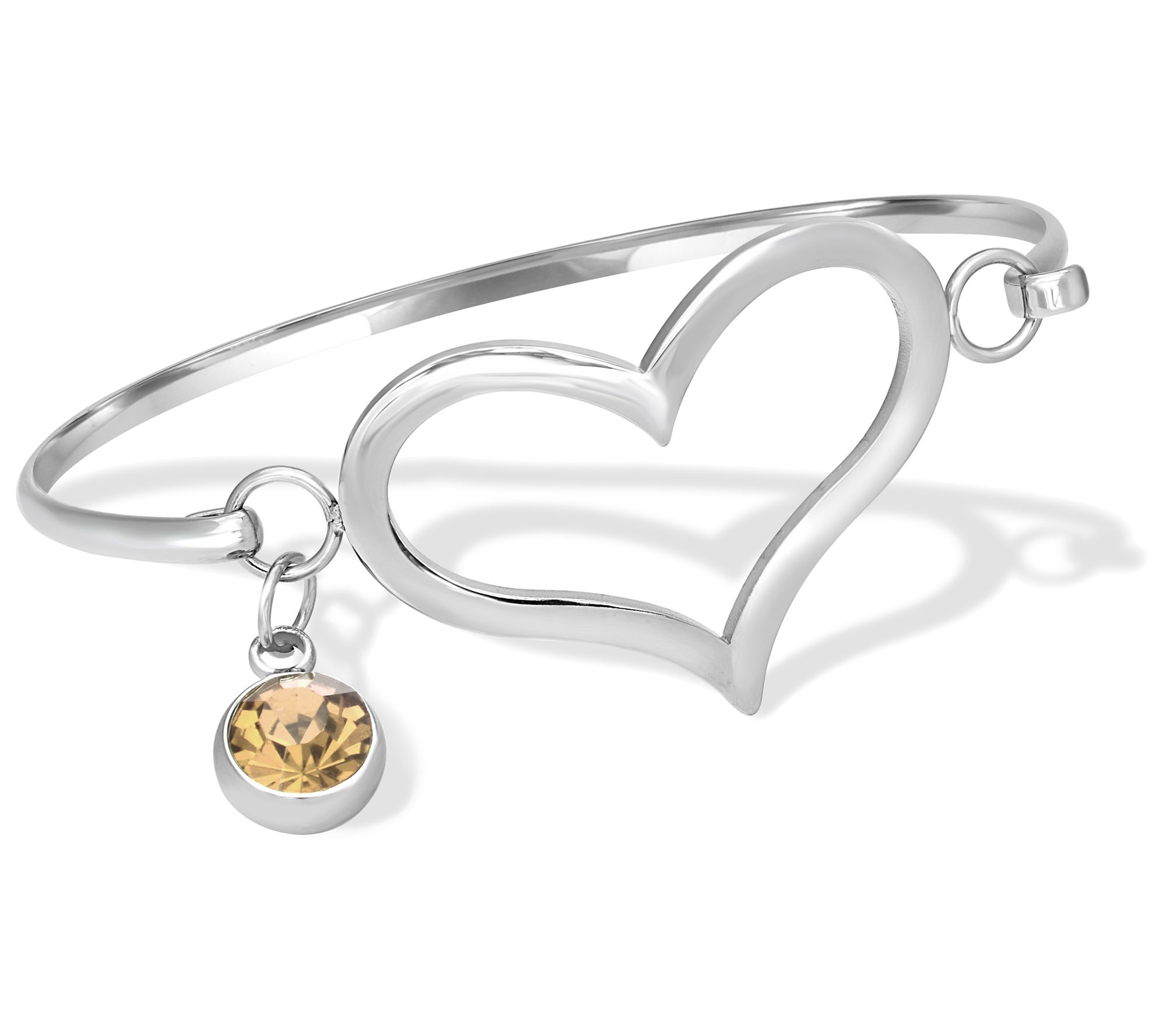 Steel by Design Crystal Birthstone Heart Bangle