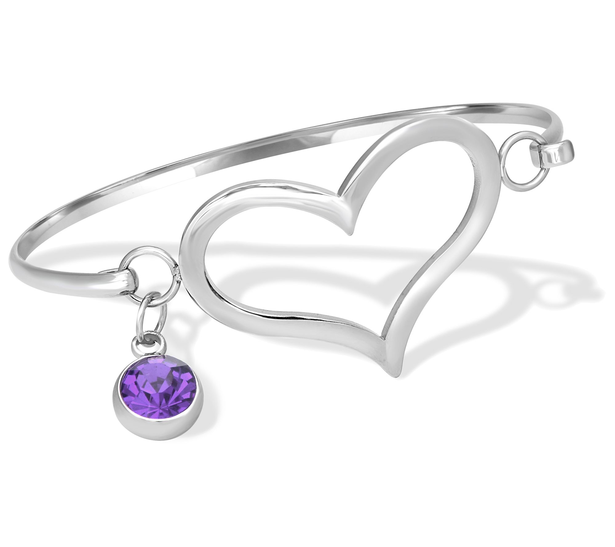 Steel by Design Crystal Birthstone Heart Bangle