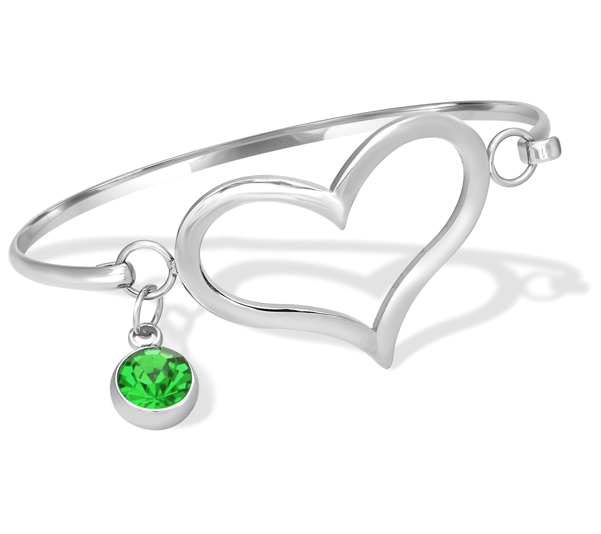 Steel by Design Crystal Birthstone Heart Bangle