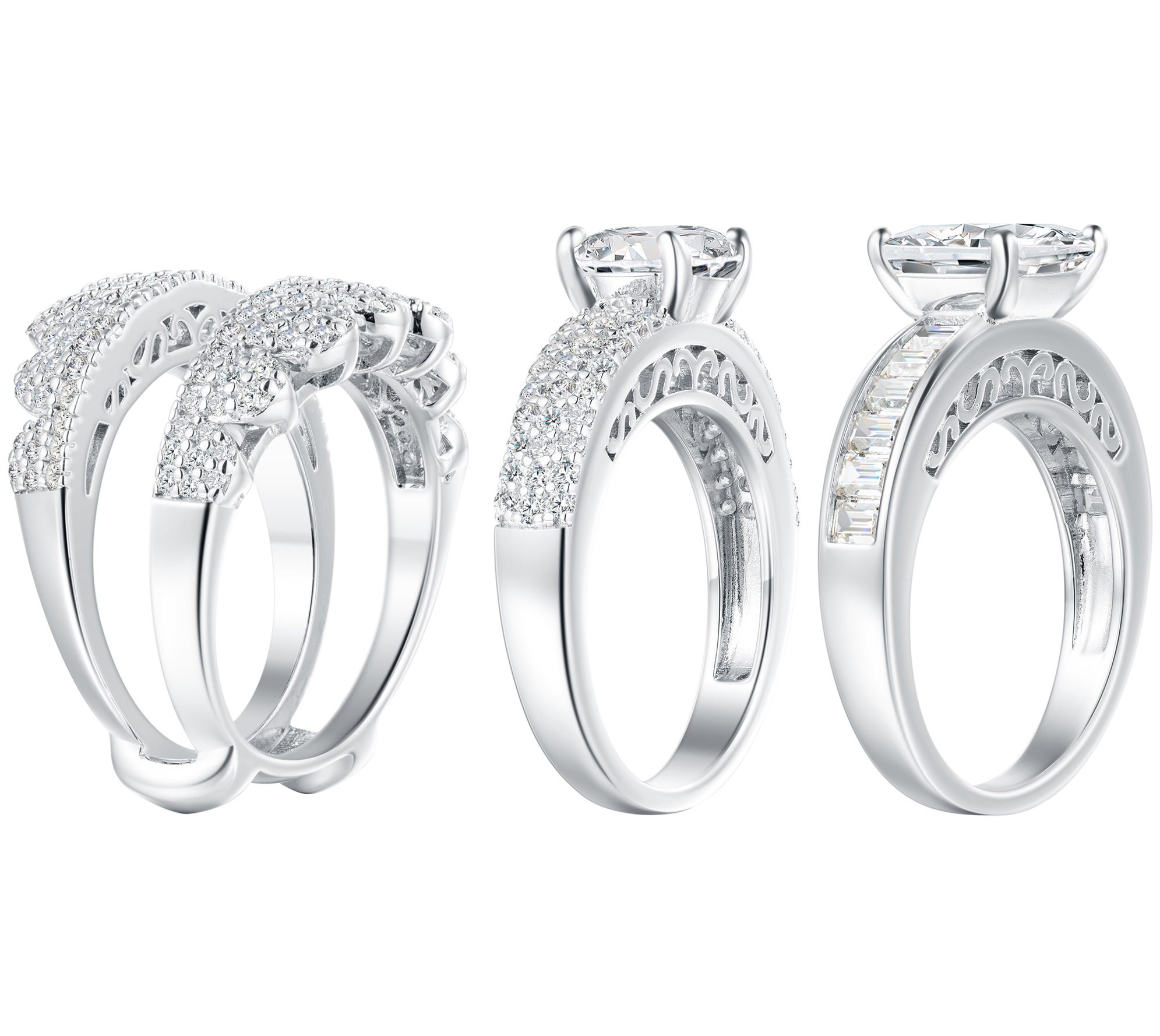 Diamonique Square and Round Interchangeable Bridal Set Ring - QVC.com
