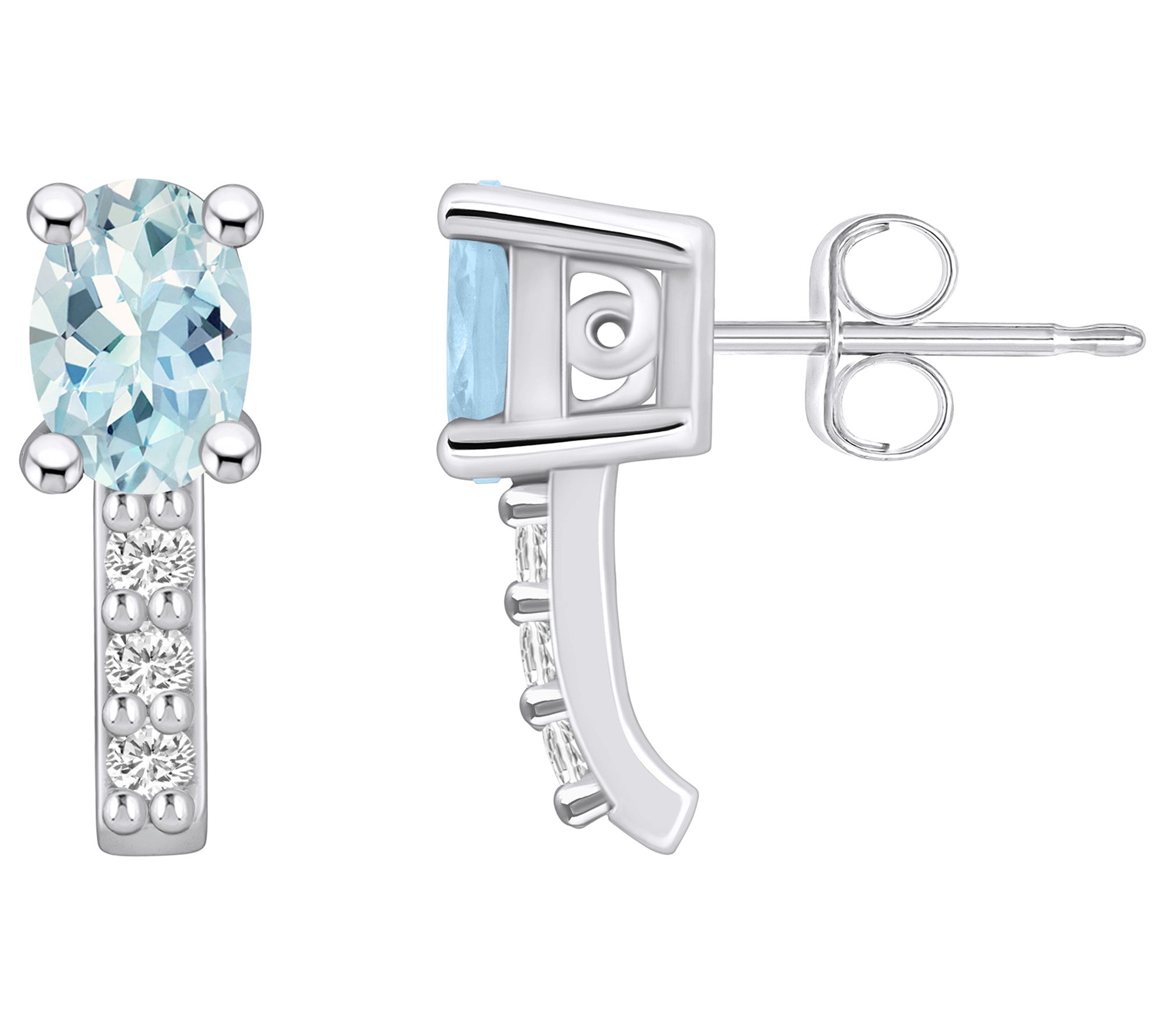 Affinity Gems 14K 0.80 cttw Aquamarine 0.10 cttw Diamond Studs