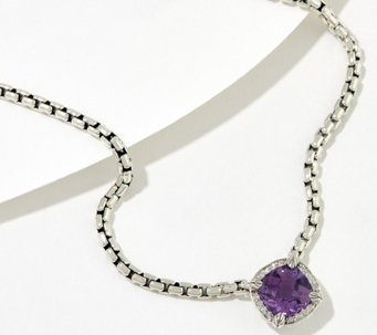 JAI Sterling Silver Cushion Gem & Diamond Necklace - J409069