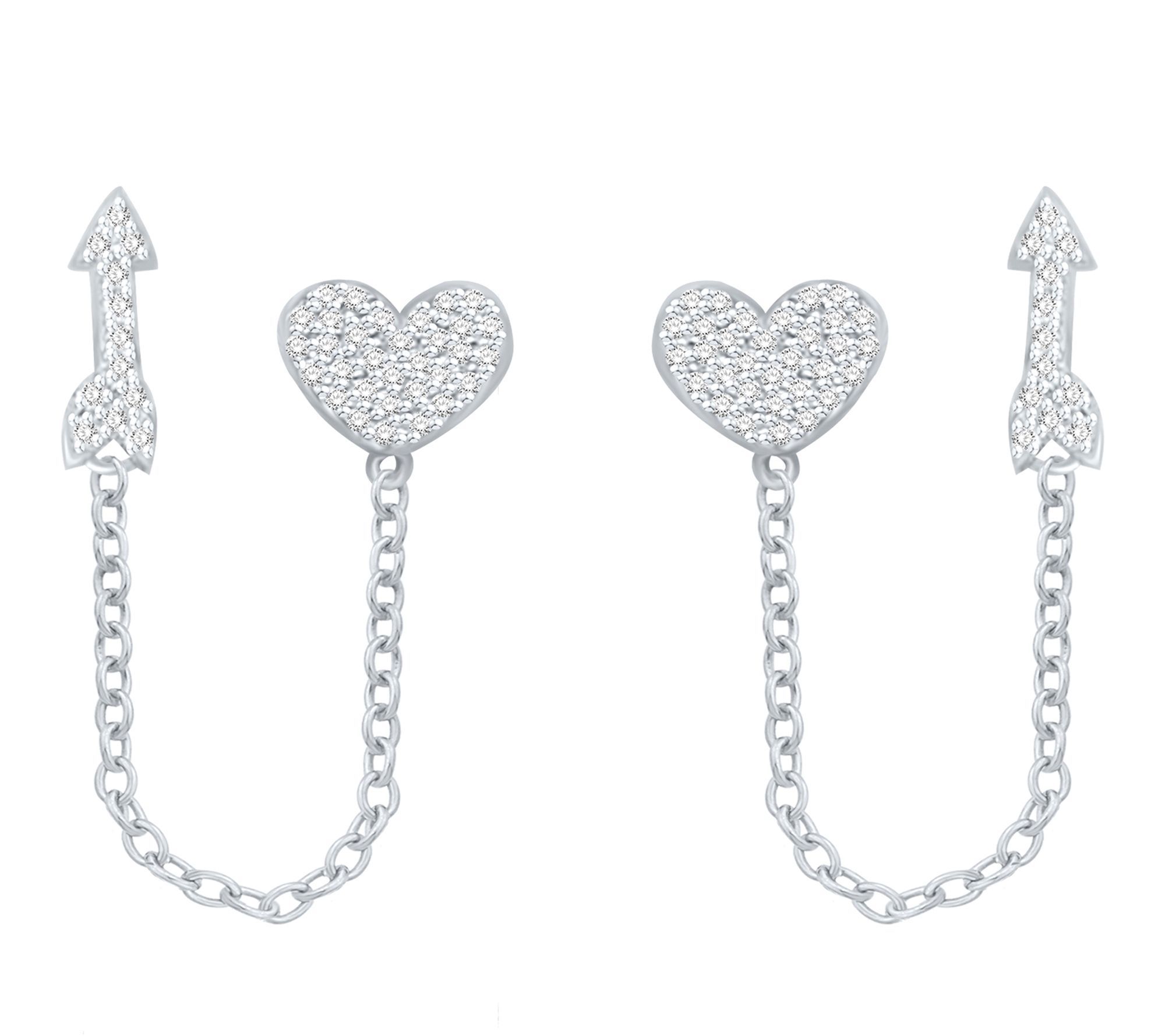 Affinity Diamonds Heart & Arrow Double Stud Earrings, Sterlin