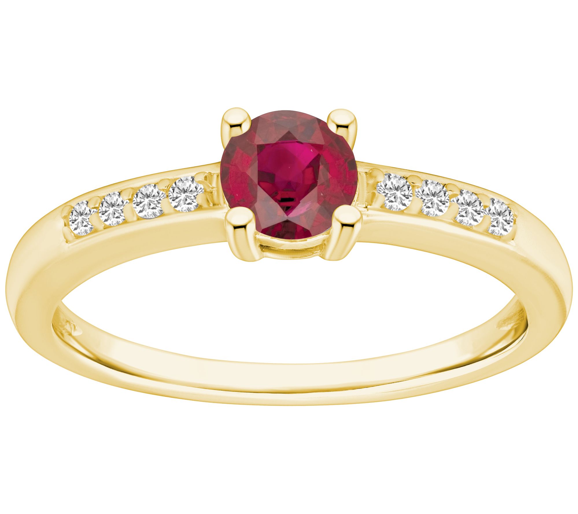 Affinity Gems Round Gemstone & Diamond Ring, 14K Gold